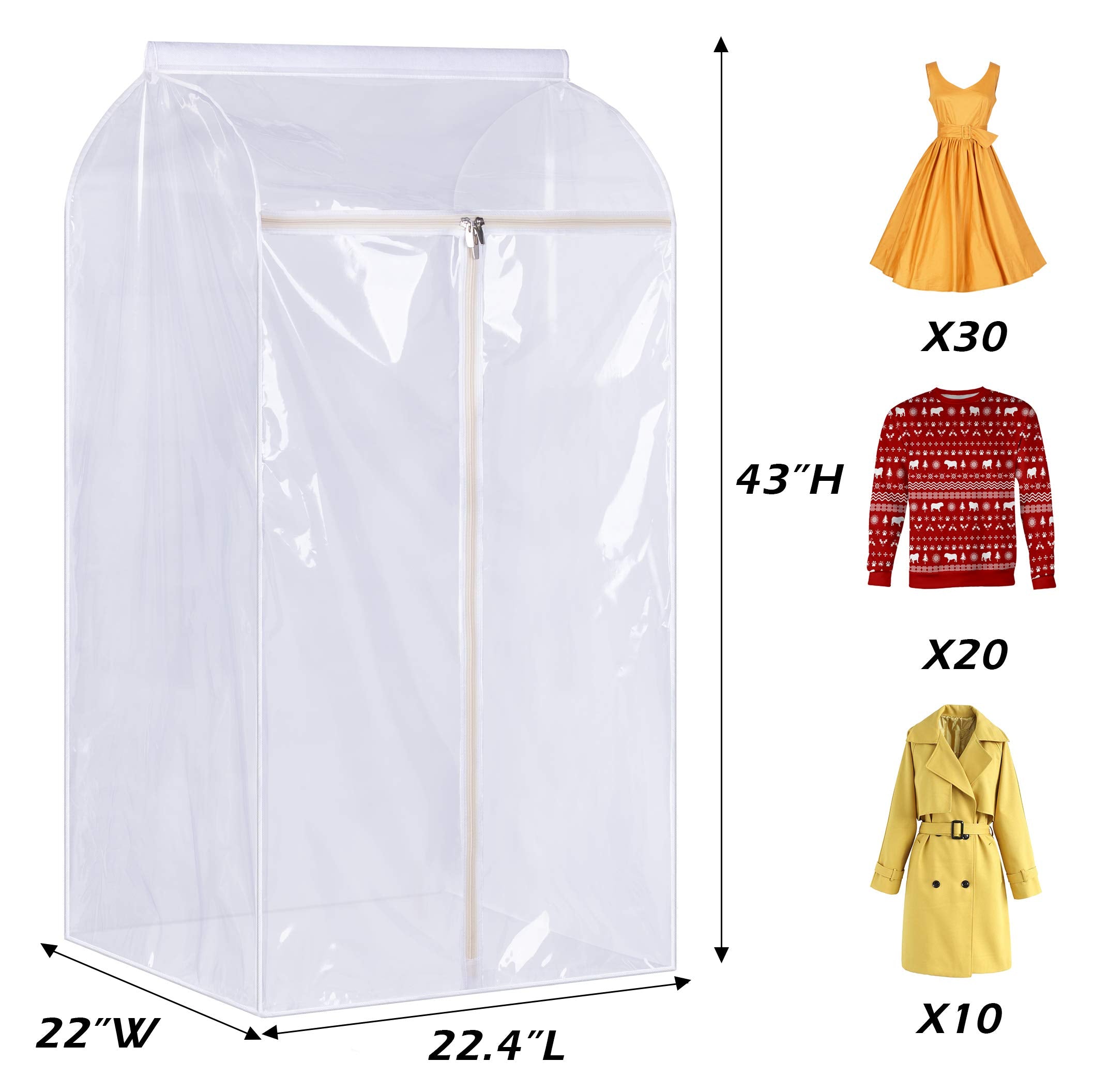 KEETDY 43" Hanging Garment Bag with Clear Window - Closet Storage Cover for Suits & Coats, Model 4K005CC