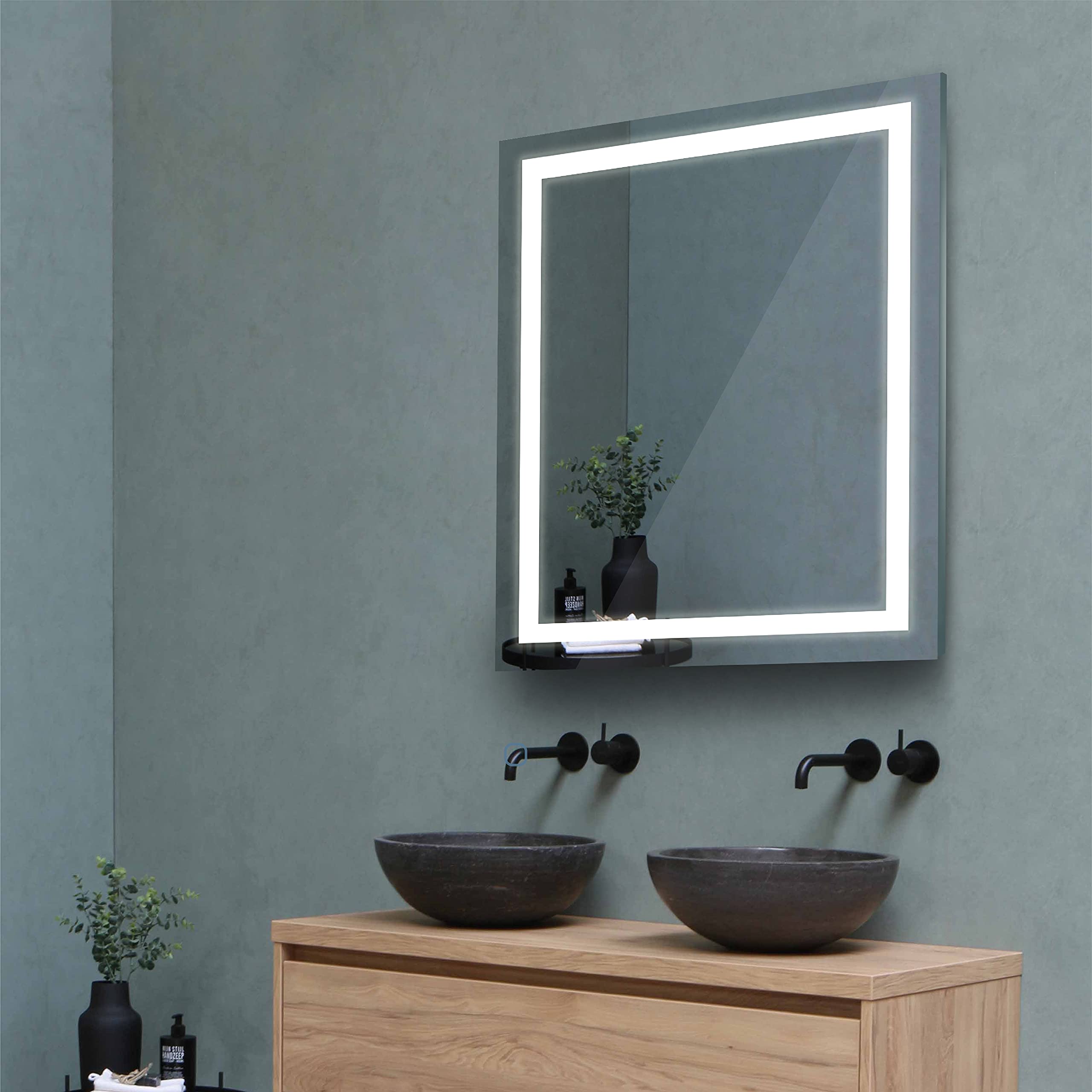 Homewerks 100153 30x36 inches LED Bathroom Mirror Wall Mounted Frameless Anti-Fog Light 800 Lumen Bright White 5000 Kelvin  Single Color