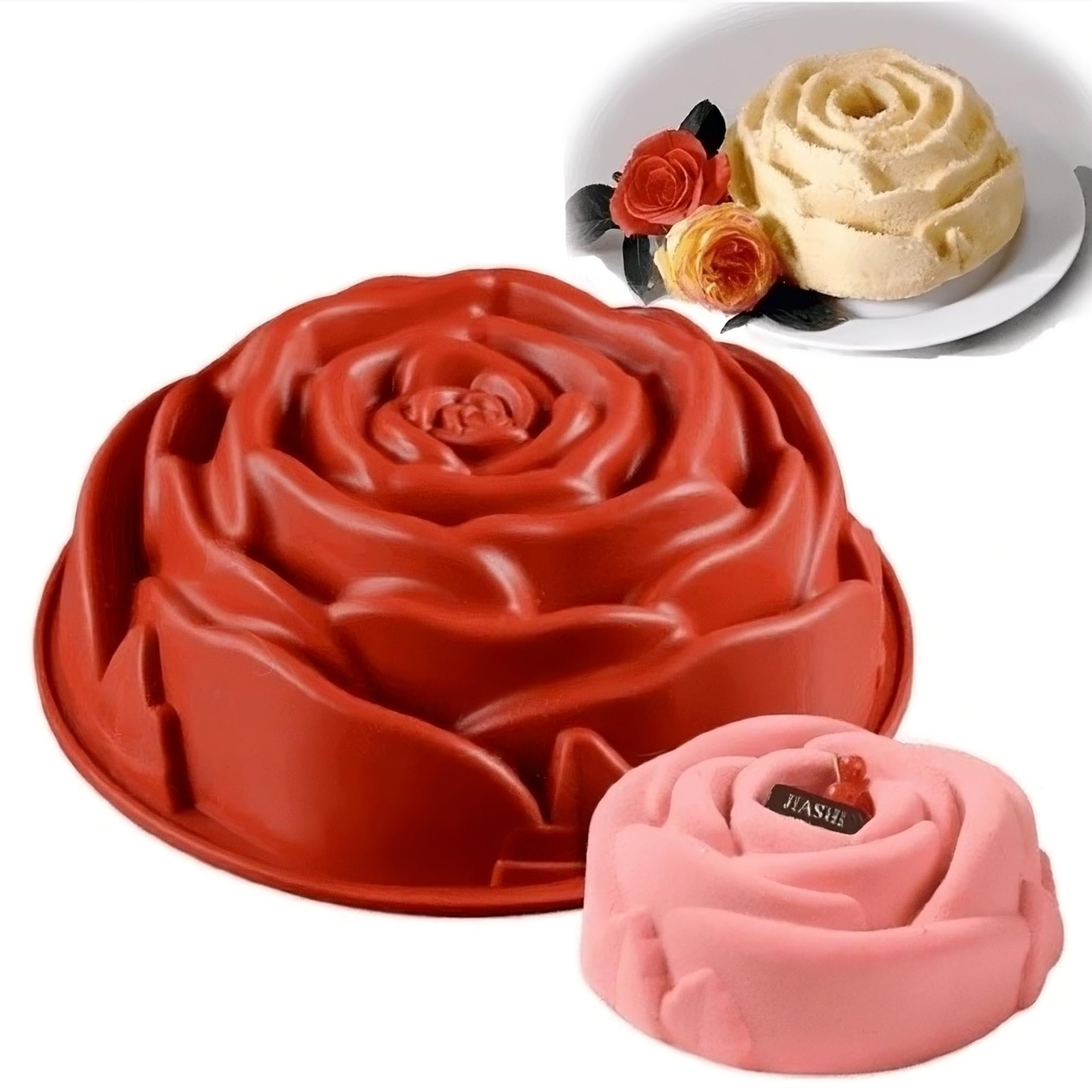 Wetco Big Rose Flower Shape Silicone Mold Pan, Chocolate Birthday Cake Baking Pan, Bread Making Pan, Gelatin Molds For Jello, No