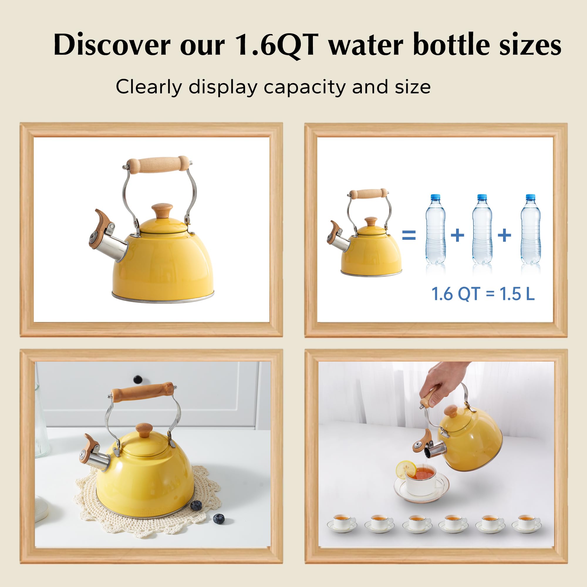 Rockurwok Tea Kettle, Tea Pot With Cool Touch Ergonomic Handle, Tea Kettle Food Grade Stainless Steel, Tea Kettle Stovetop, Kett