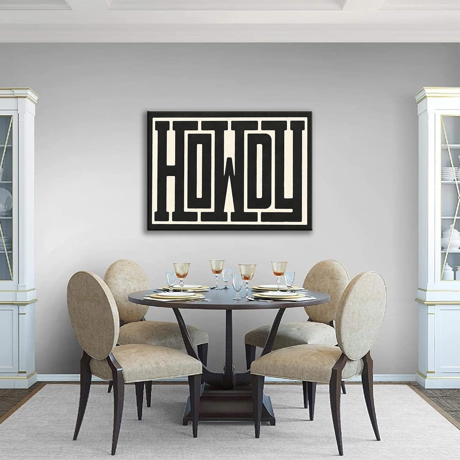 Framed Funky Big Howdy Canvas Wall Art Western Modern Decor Black And White Southwestern Country Ranch Sign Picture Print Minima