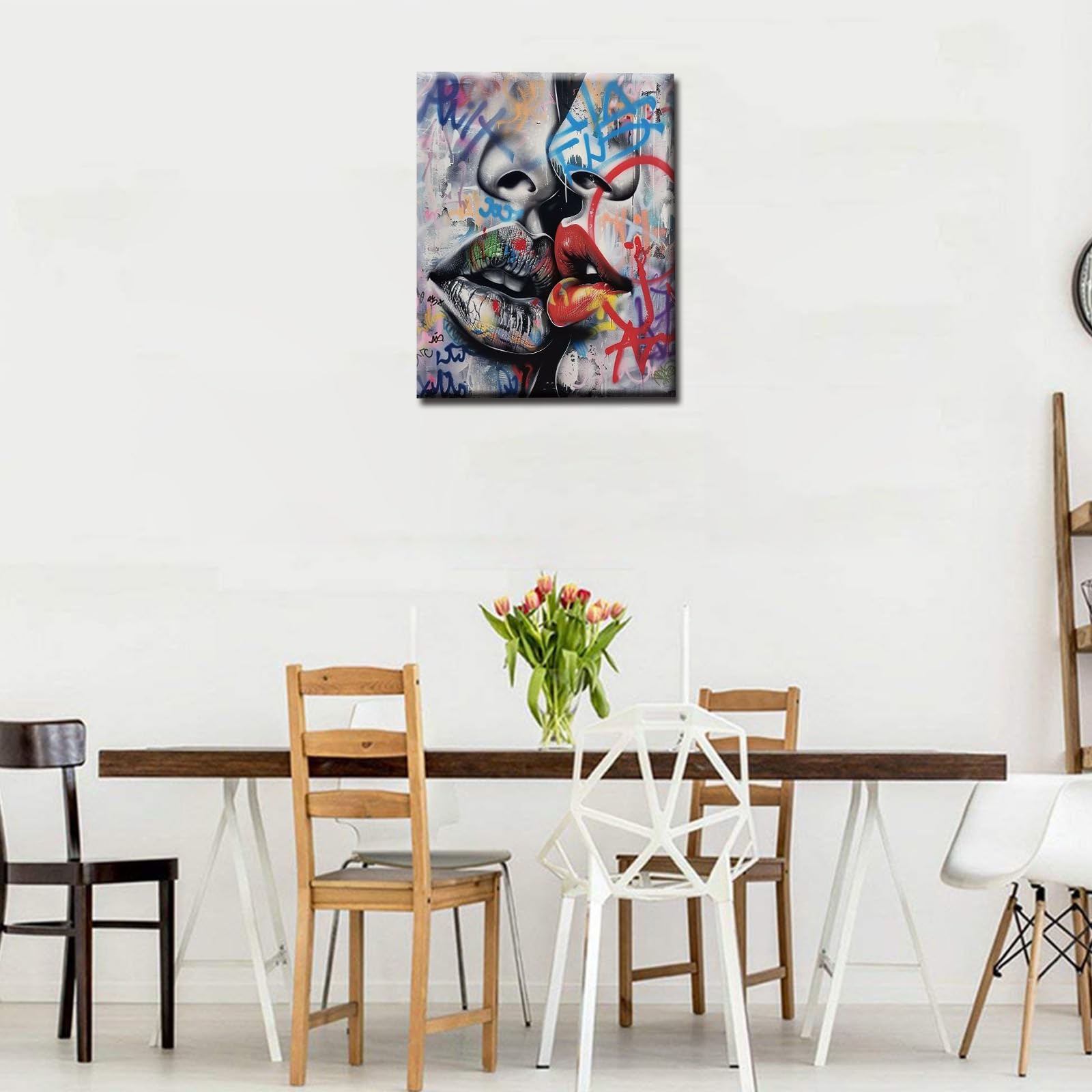 Tucocoo Couple Kissing Graffiti Diy Oil Painting By Numbers For Adults Wall Decor Gift 16''X20''