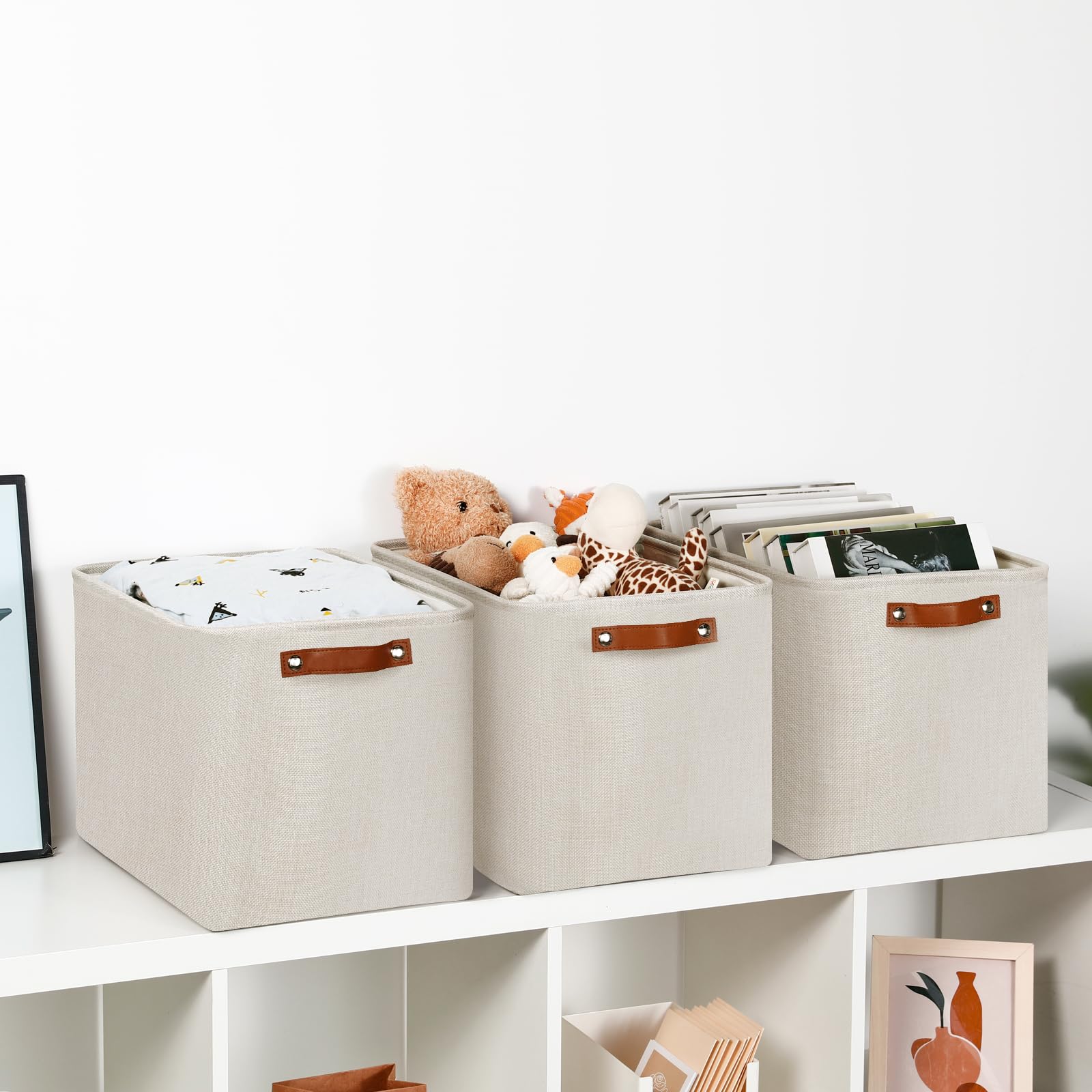Dullemelo Large Storage Baskets, Fabric Storage Bins For Organizing Clothes, Large Storage Bins With Handles For Shelves Closet