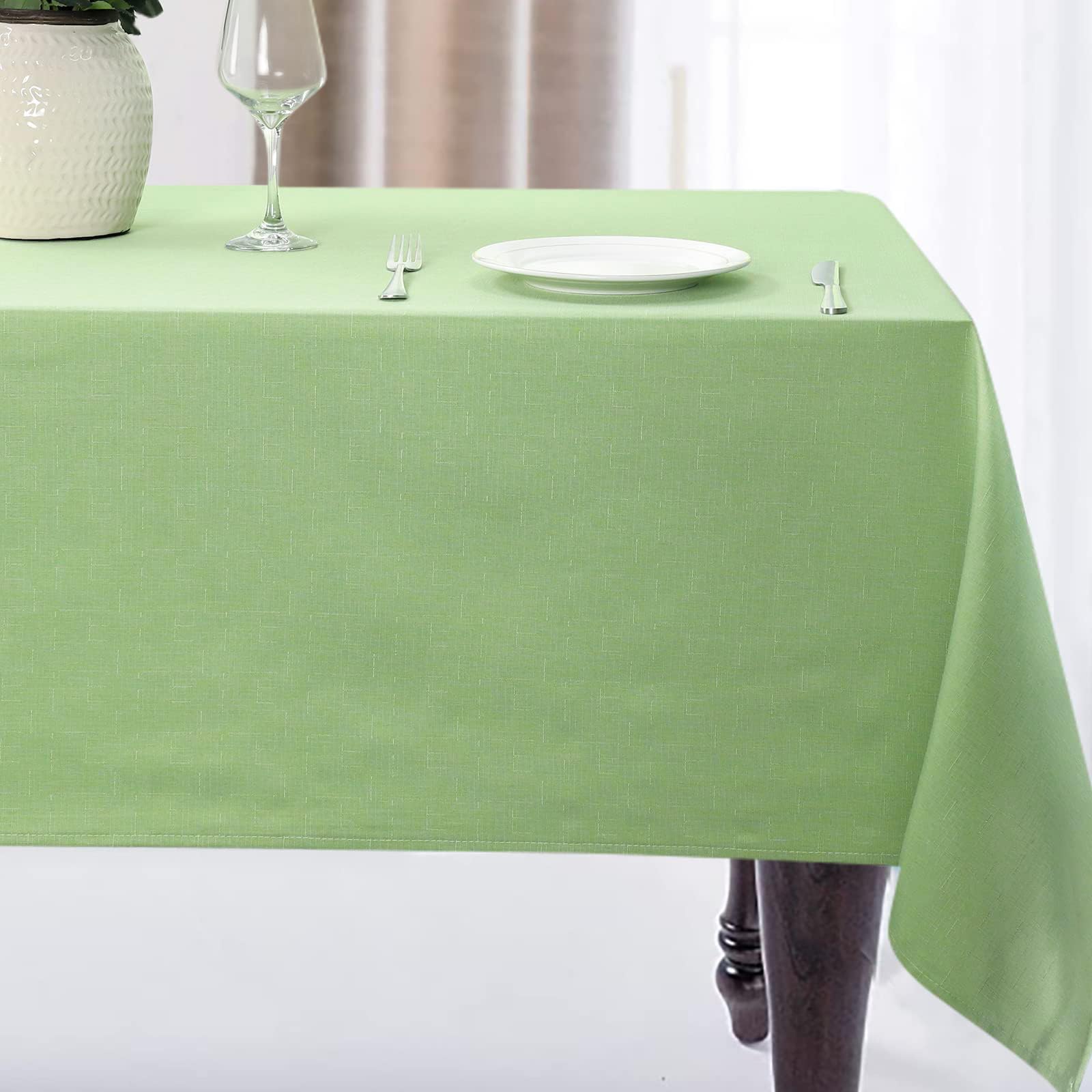 Jucfhy Spring Table Cloth Rectangle For Easter, Linen Farmhouse Tablecloth Heavy Duty Fabric,Stain-Proof,Water Resistant Washabl