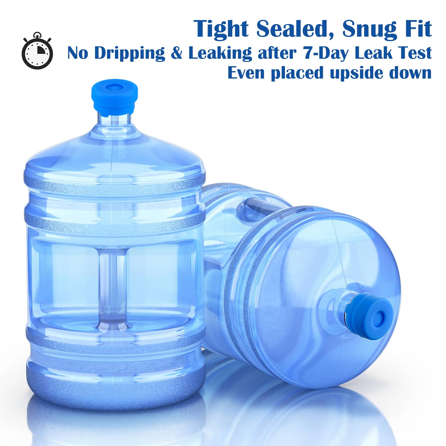 Flutaire [3-Pack] Water Jug Cap For 2,3,4,5 Gallon Water Bottles With 55Mm Standard/Screw/Crown Opening, Food-Grade Silicone Reu