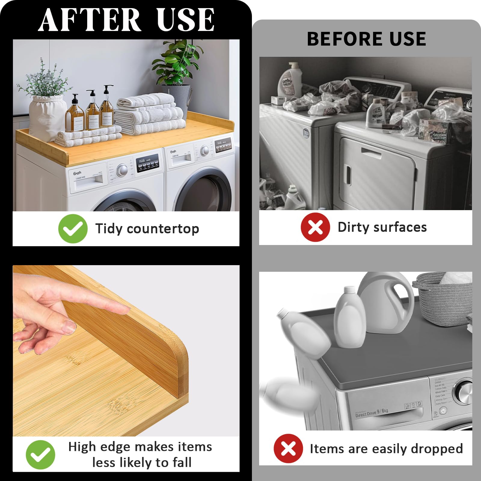 Gashell Washer Dryer Countertop, 27.5'' X 54'' Bamboo Washer And Dryer Countertop For Laundry Room Organization(Natural)