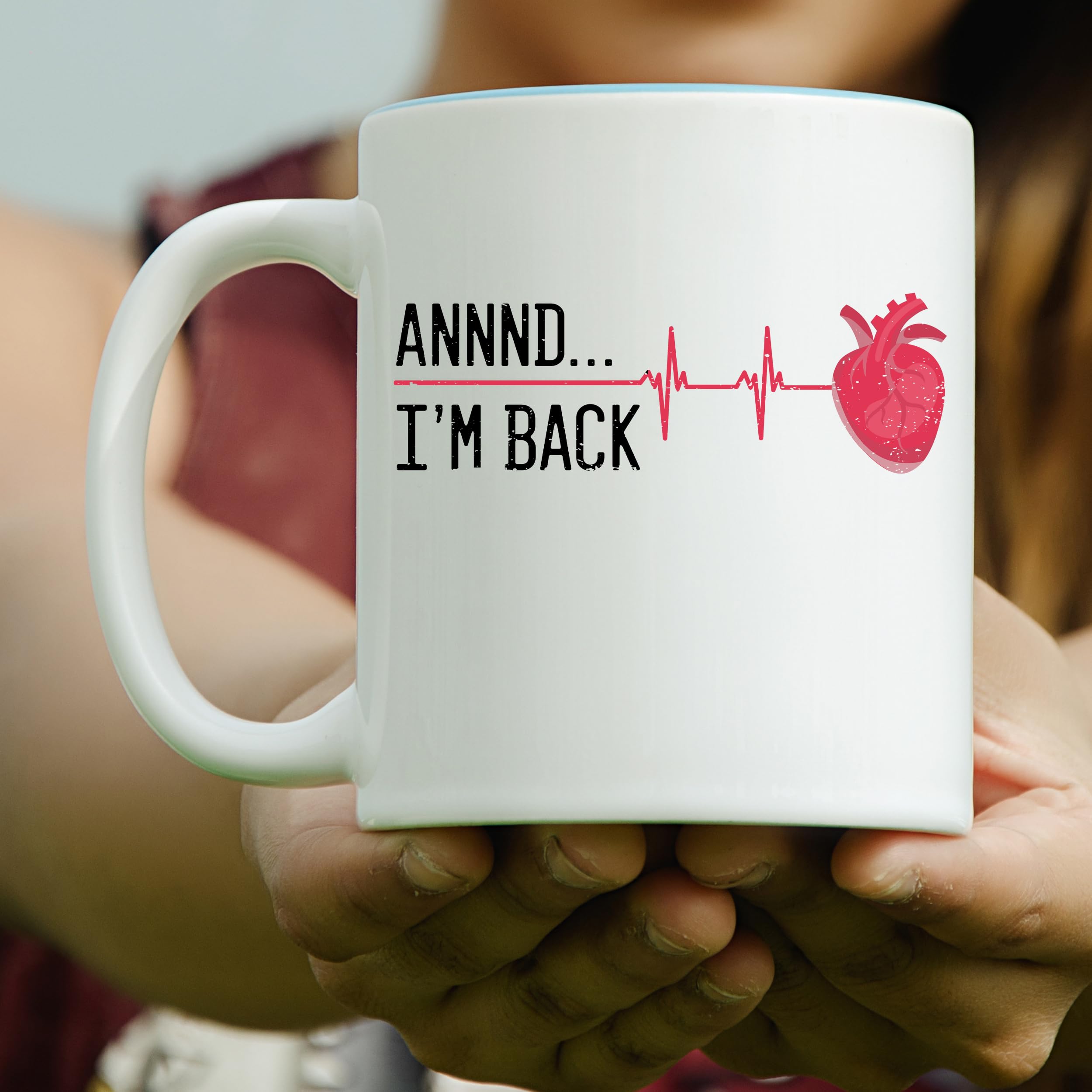 Teegarb Letter Blanket Coffee Mug 11Oz Funny Annnd I'M Back Heart Attack Survivor Mug Inspirational Recovery Gift Surviving With