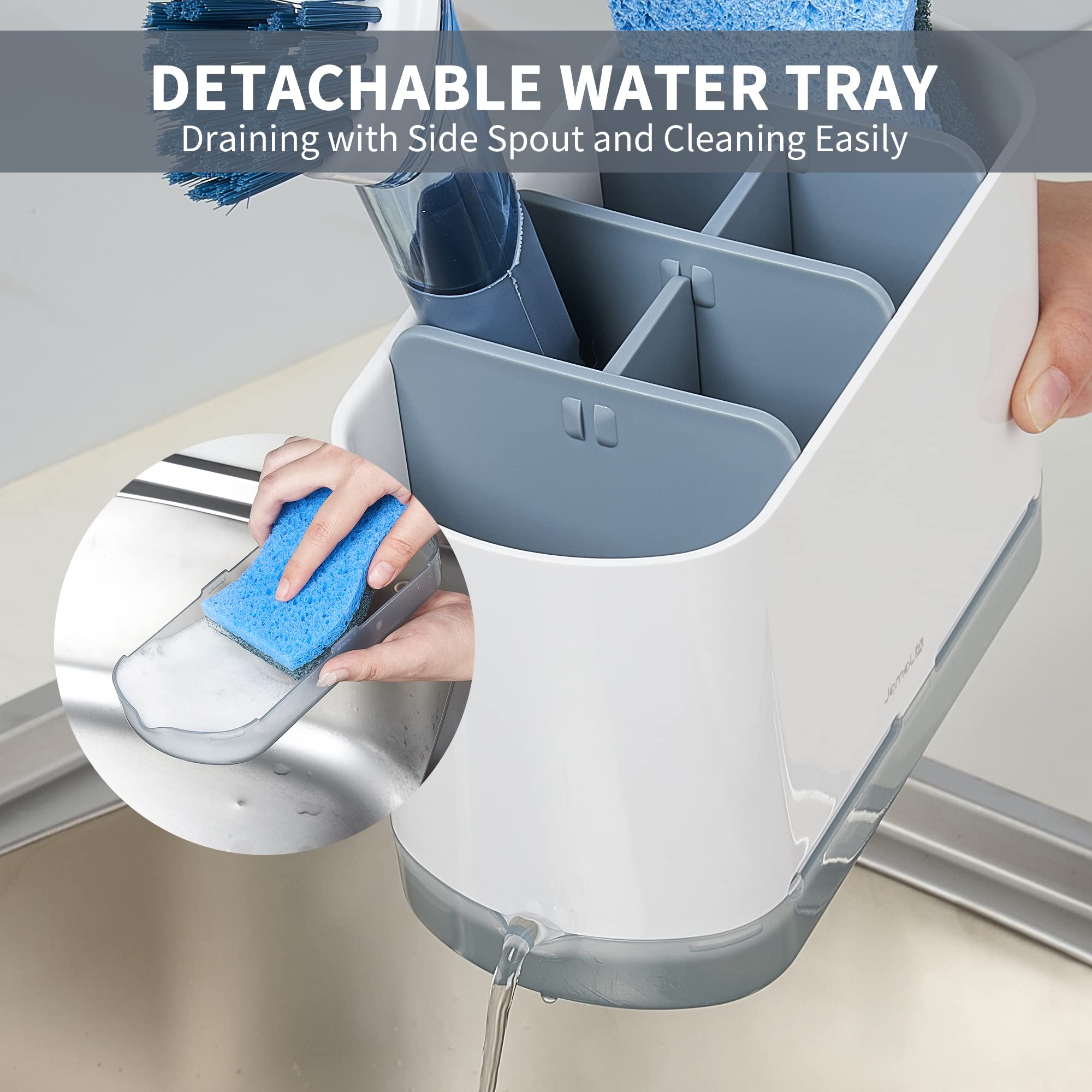 Jomola Dish Brush Caddy For Kitchen Sink Toothbrush Holders For Bathrooms Sink Sponge Holder Kitchen Counter Scrub Soap Brush Or