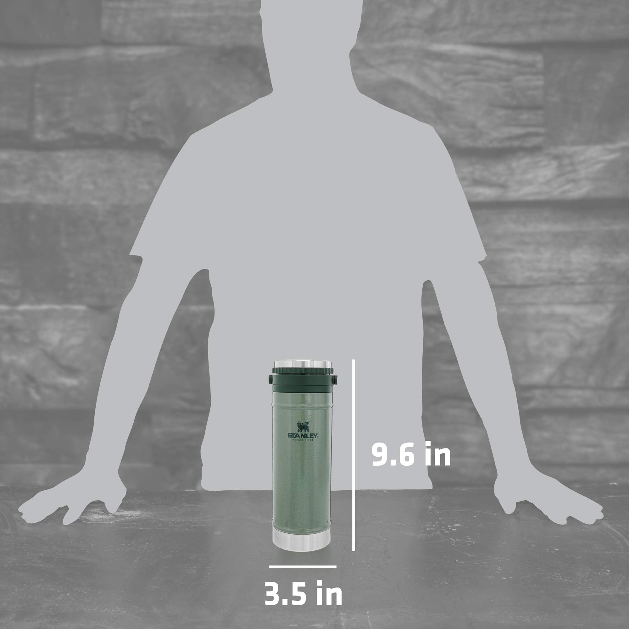 Stanley Travel Mug French Press 16oz Hammertone Green Aluminum Model 10-01855-013