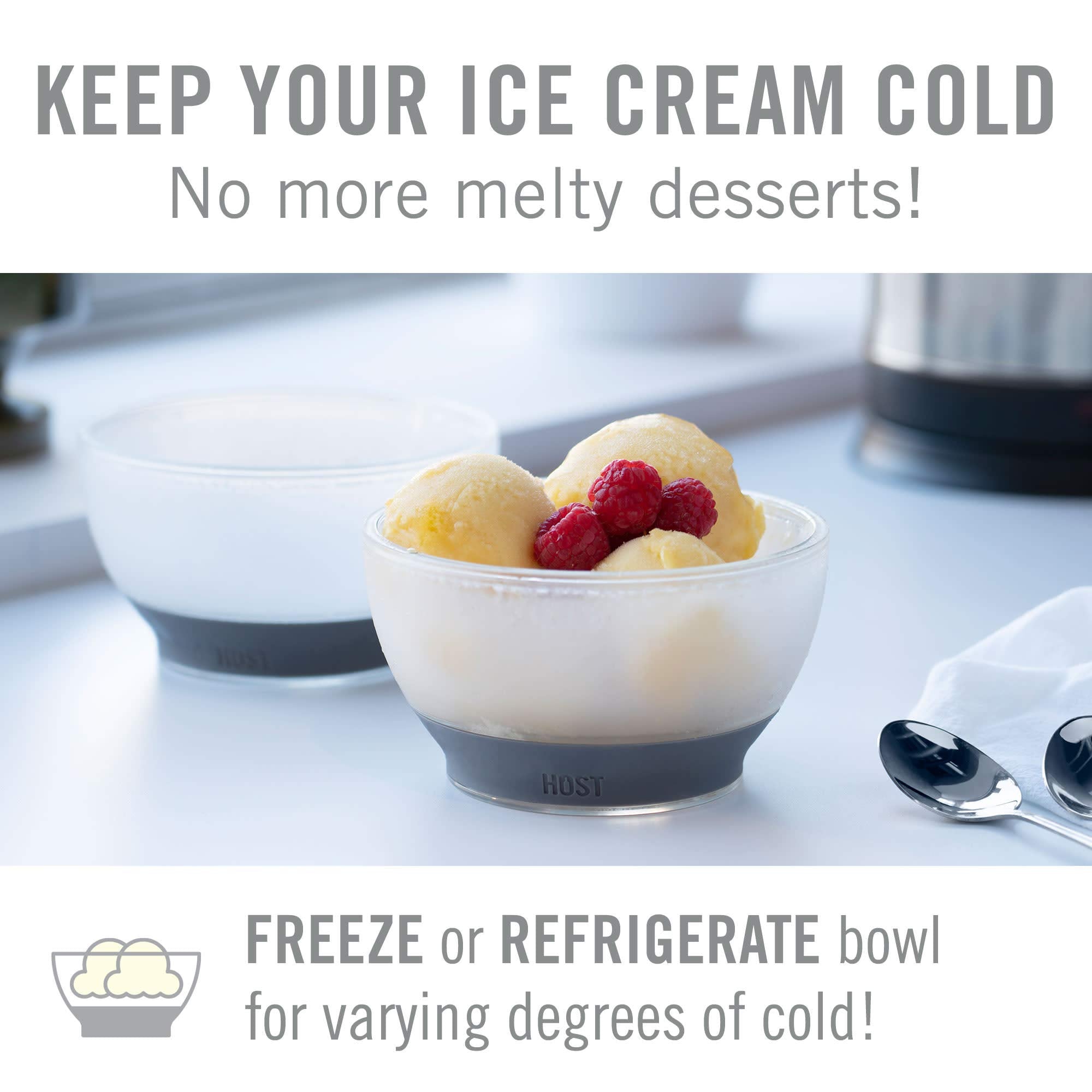 Host Ice Cream Freeze Bowl Set Of 4 Double Walled Insulated Freezer Gel Chiller Kitchen Accessory For Dessert, Dip, Cereal, With