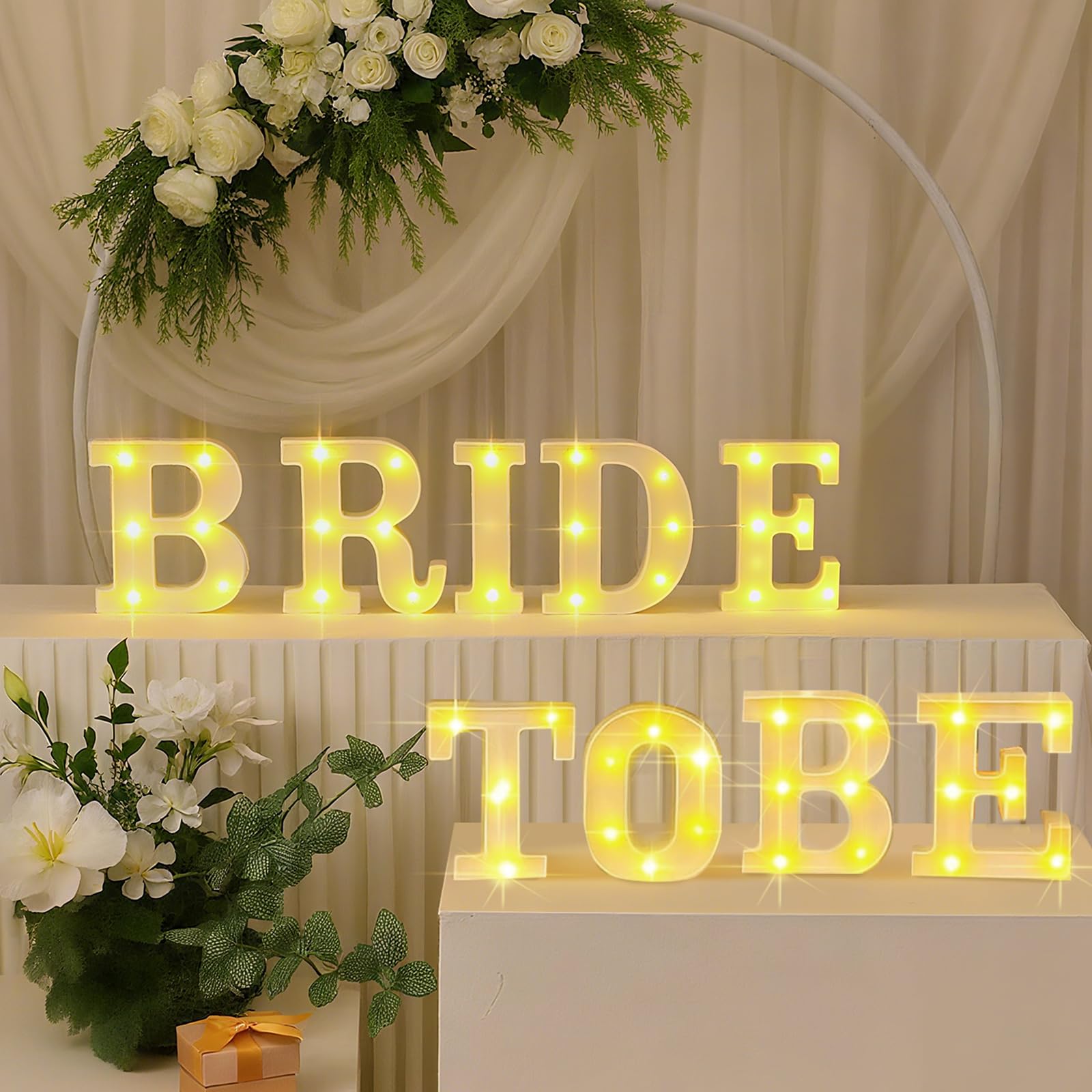 Honoson 9 Pcs Bride to Be Sign Lights Bridal Shower Decorations Engage Wedding Decor LED Neon Light for Engagement Wedding Bache