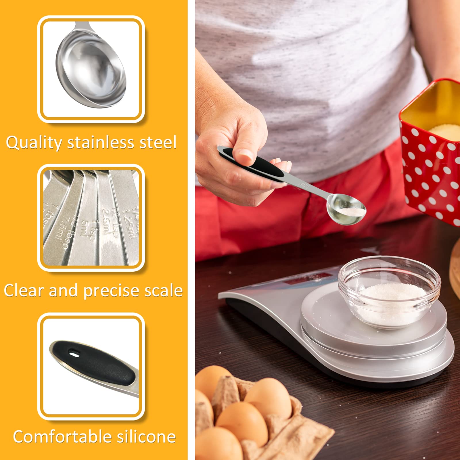 Leifeny 1 Tsp(1/3 Tbsp | 5 Ml |5 Cc| 1/6 Oz) Single Measuring Spoon, Stainless Steel Individual Spoons, Long Handle Spoons Only