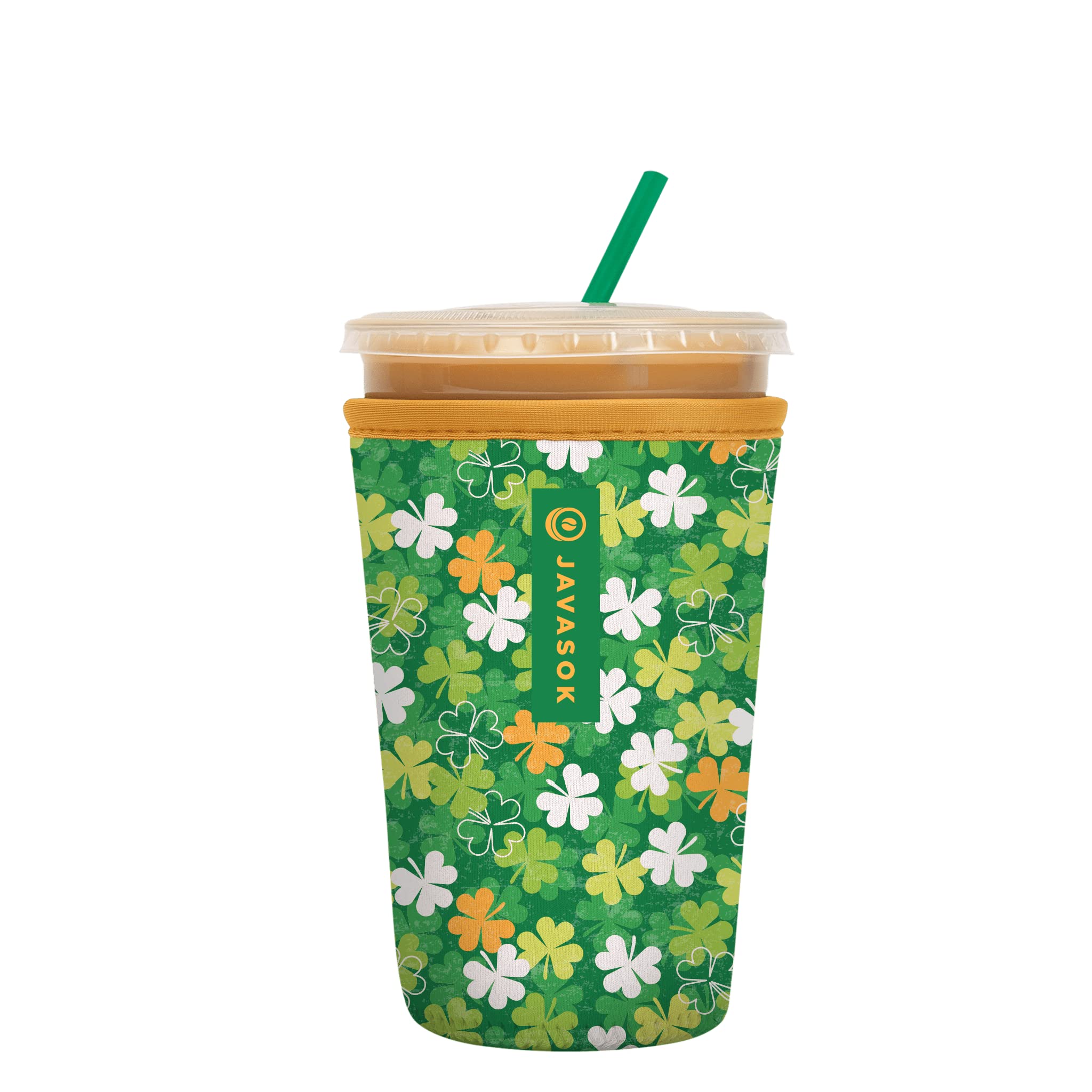 Sok It Java Sok Iced Coffee & Cold Soda Insulated Neoprene Cup Sleeve (Luck of the Shamrock, Medium: 22-28oz)