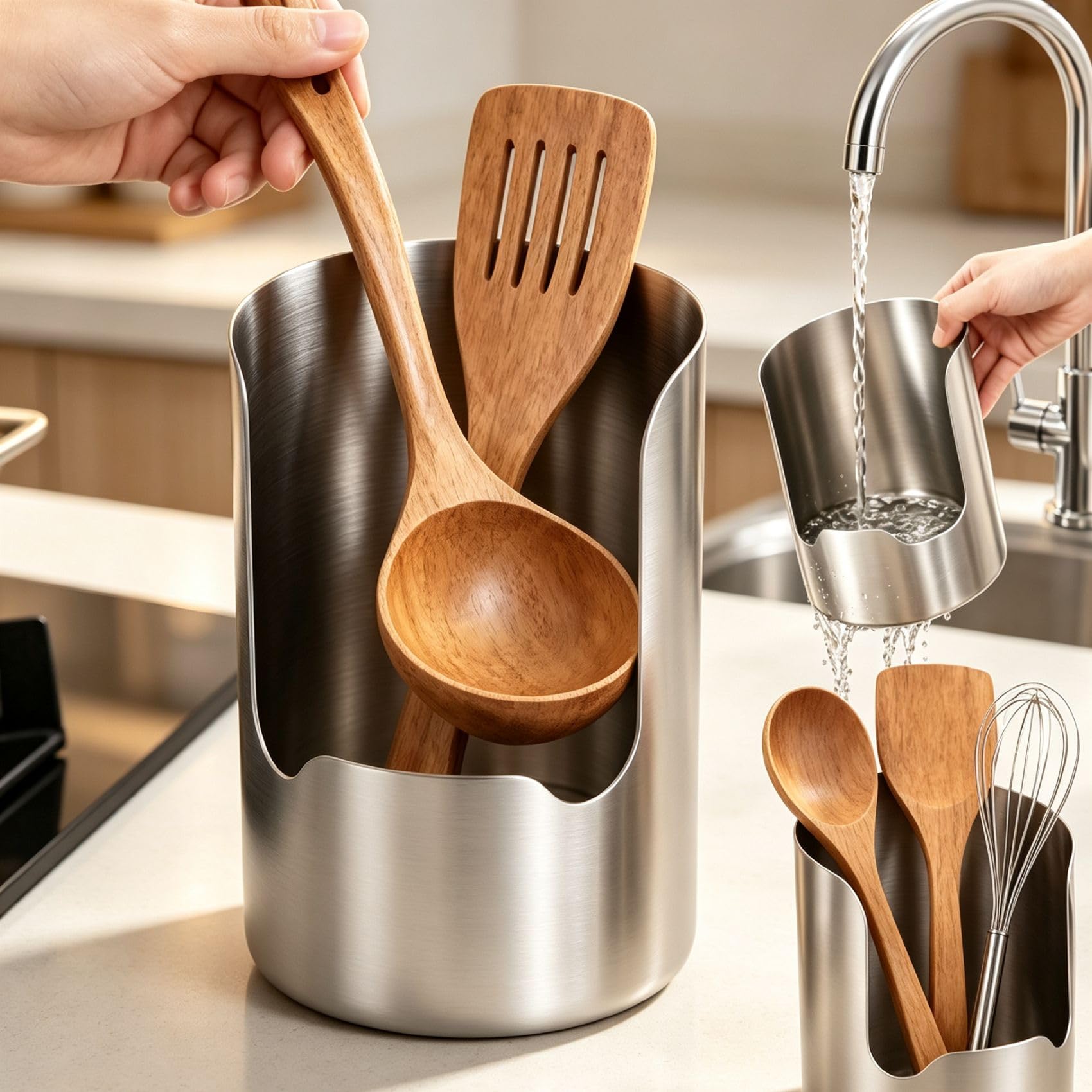 MultiPurpose Stainless Steel Utensil Holder, Thickened Organizer,1PC 201