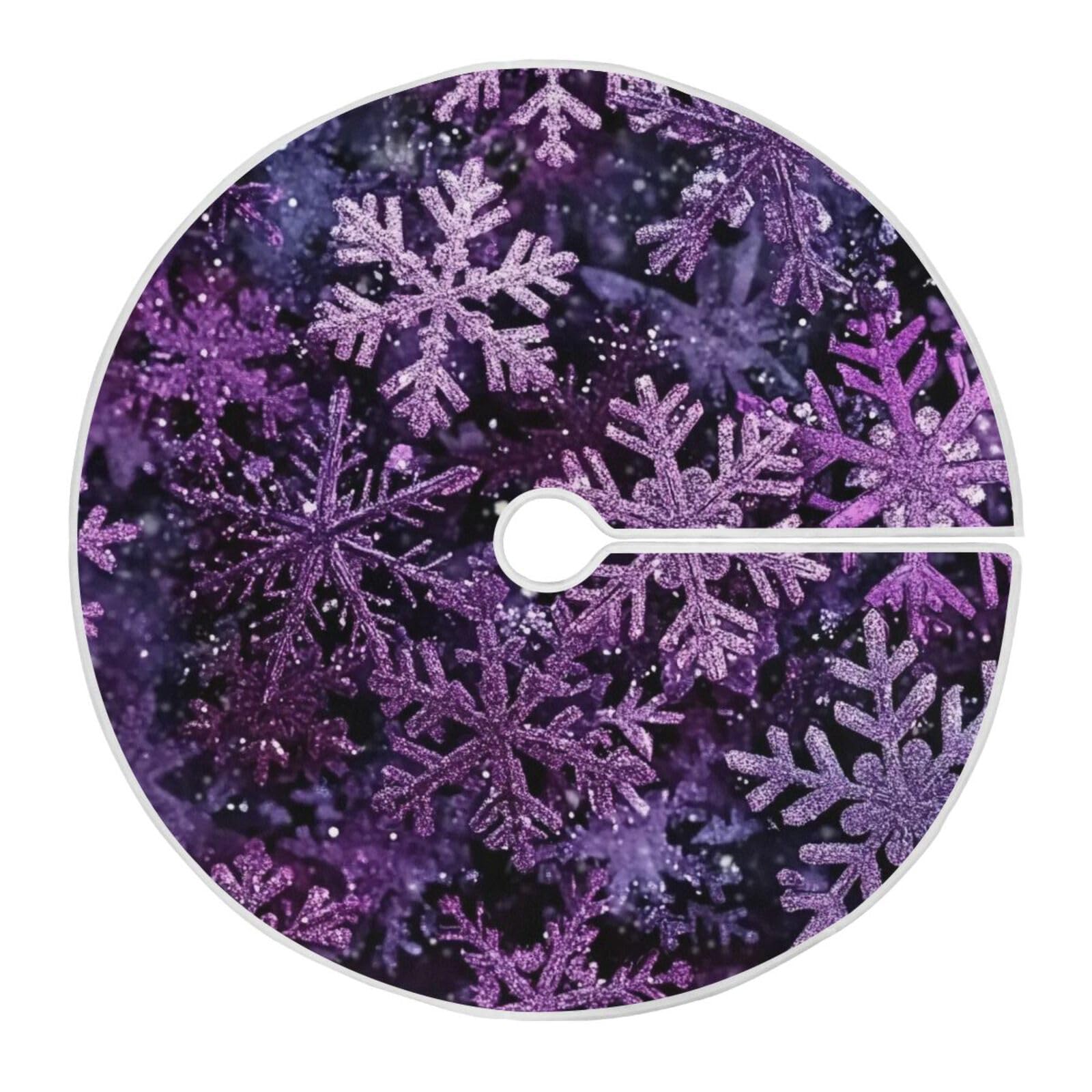 Vozoza Christmas Purple Snowflake Party Tree Skirt, Seasonal Tree Mat Holiday Party Supplies Ornaments Indoor Outdoor Decoration