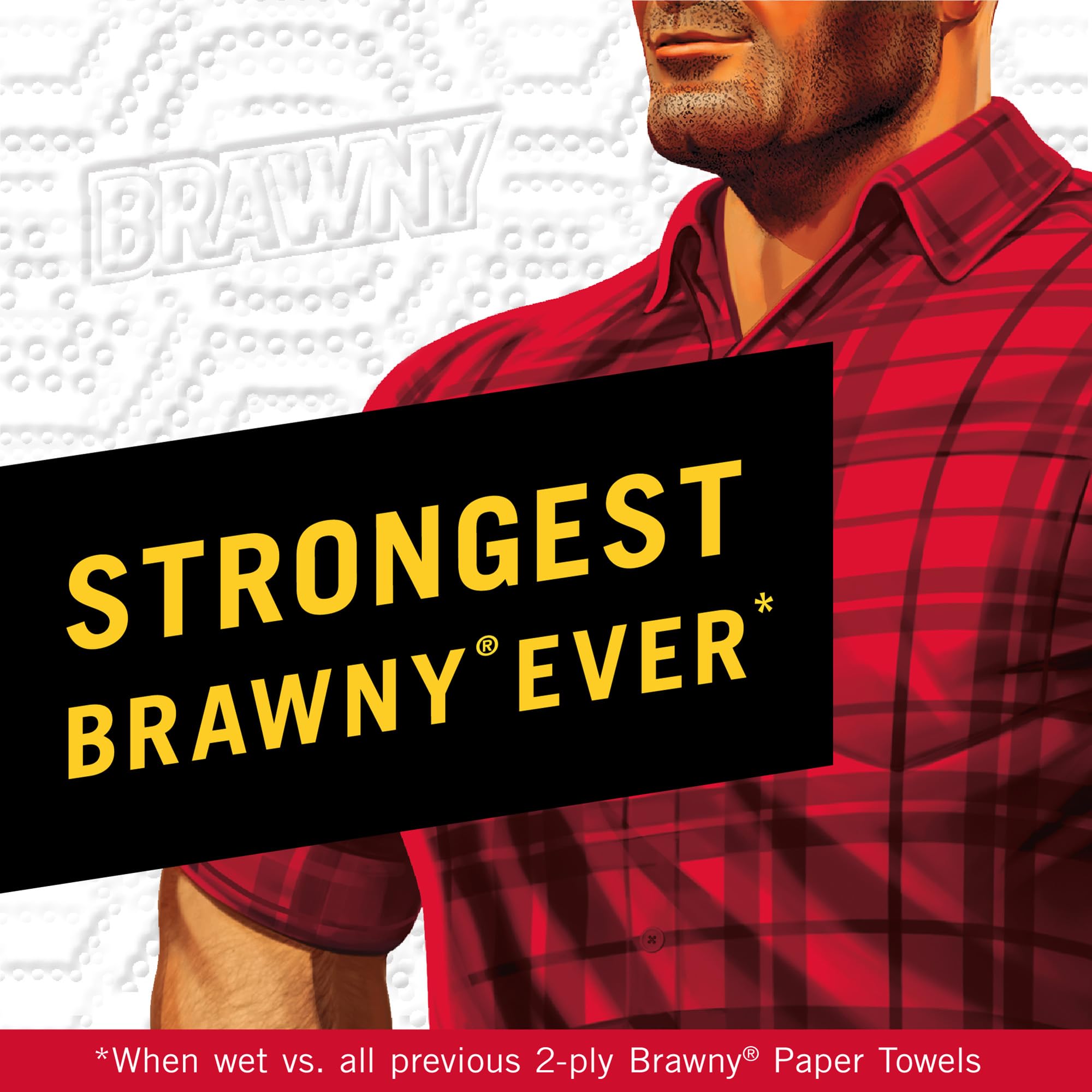 Brawny Tear-A-Square Paper Towels, 4 Double Rolls = 8 Regular Rolls