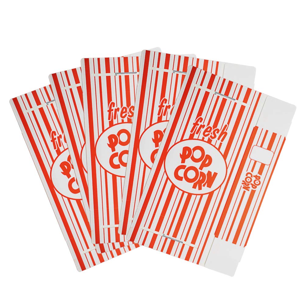 Fasmov 100 Pack Paper Popcorn Boxes, 6'' L x 2 1/2''W x 8 1/2 ''H Close Top Movie Theater Popcorn Boxes, Popcorn Containers for