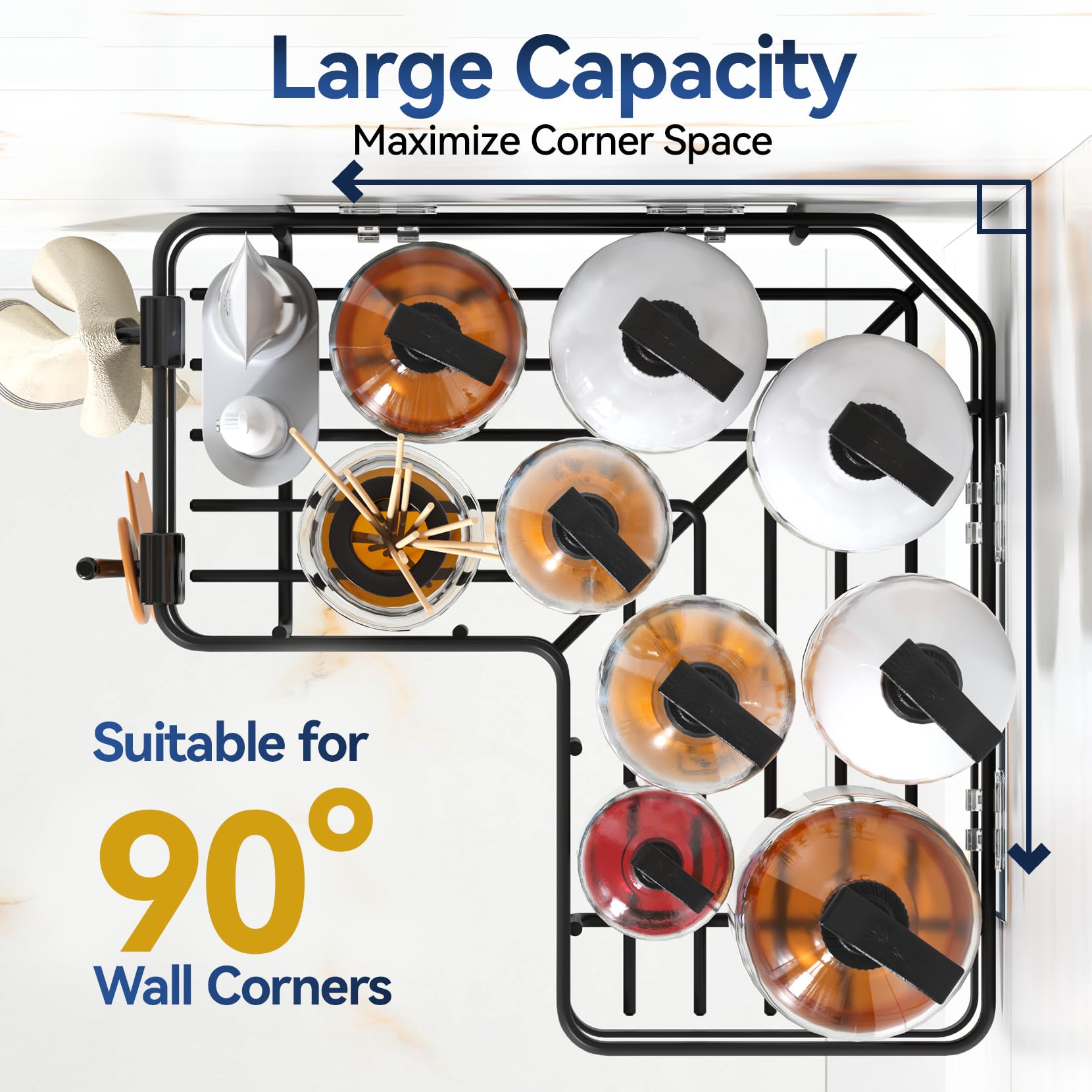 Yasonic 2024 New Corner Shower Caddy, 3-Pack Shower Organizer Corner With Soap Holder And 4 Removable Hooks, Rustproof Corner Sh
