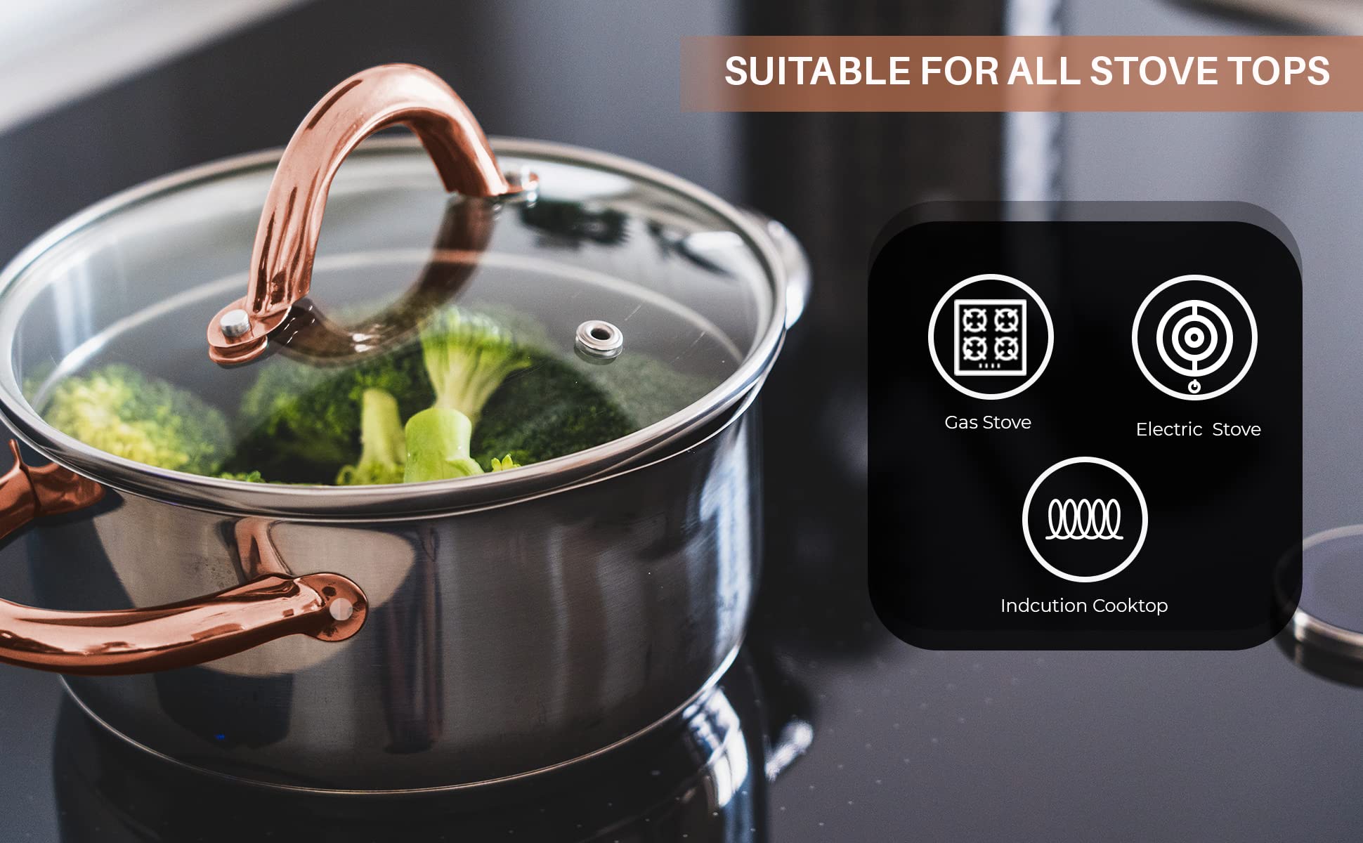American Dream 6-Piece Stainless Steel Casserole Set Pots and Lids