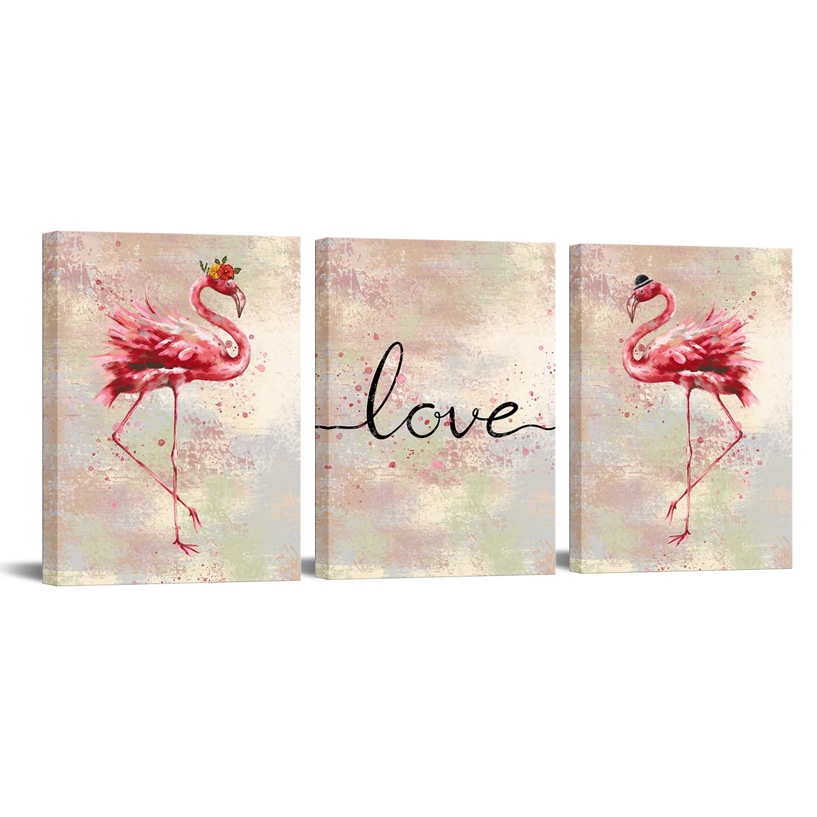 Conipit Flamingo Canvas Wall Art For Living Room Pink Wall Prints Love Artwork For Wall Romantic Flamingo Painting Wall Decor Fr