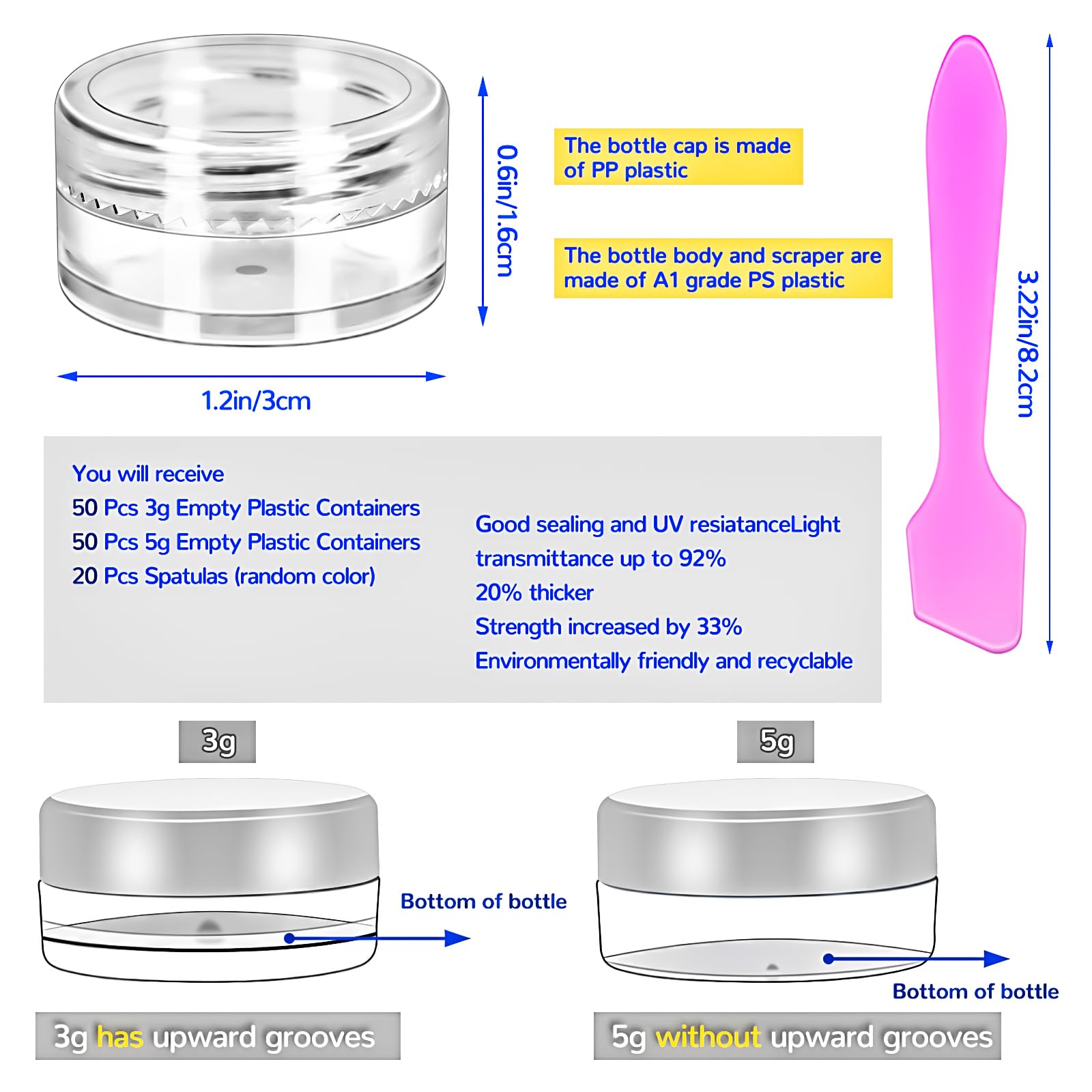 Motbach 100 Pcs Empty Plastic Containers With Clear Lids,Small Makeup Sample Containers,Mini Sample Pot Jars Round Cosmetic Jars