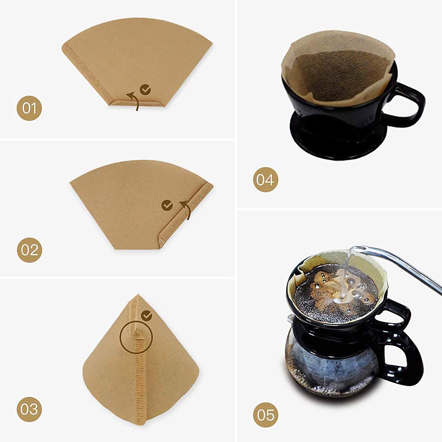 Irekamons #4 Cone Coffee Filter 8-12 Cup, Unbleached Natural Paper, No Blowout, Disposable For Pour Over And Drip Coffee Maker,