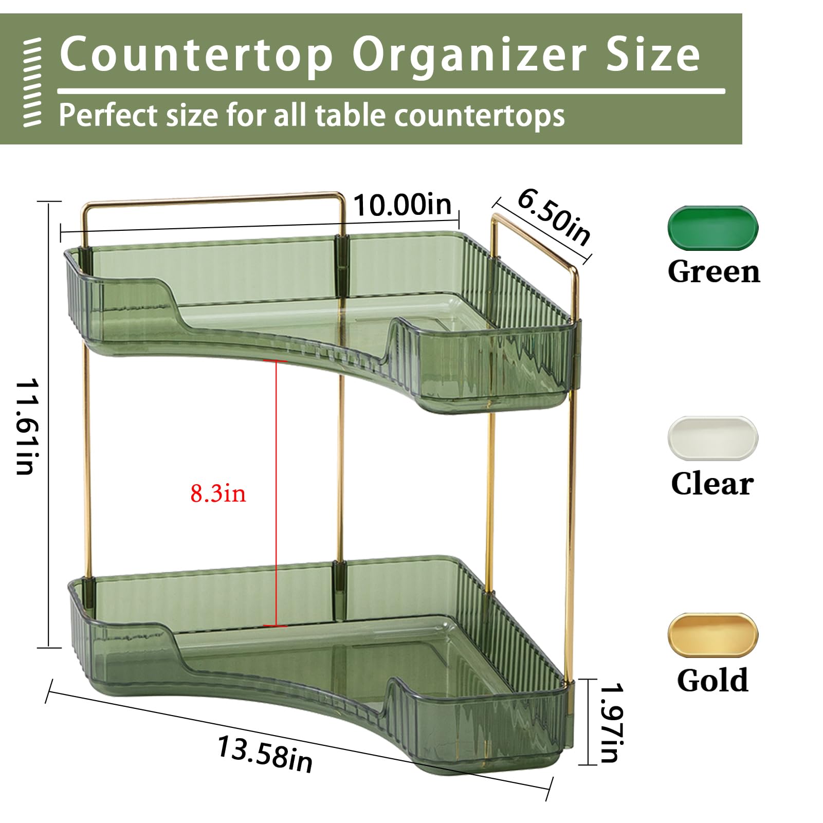 Shuang Qing 2-Tier Corner Bathroom Counter Organizer, Countertop Perfume Tray And Vanity Organizer, Makeup Cosmetic Storage, Cor