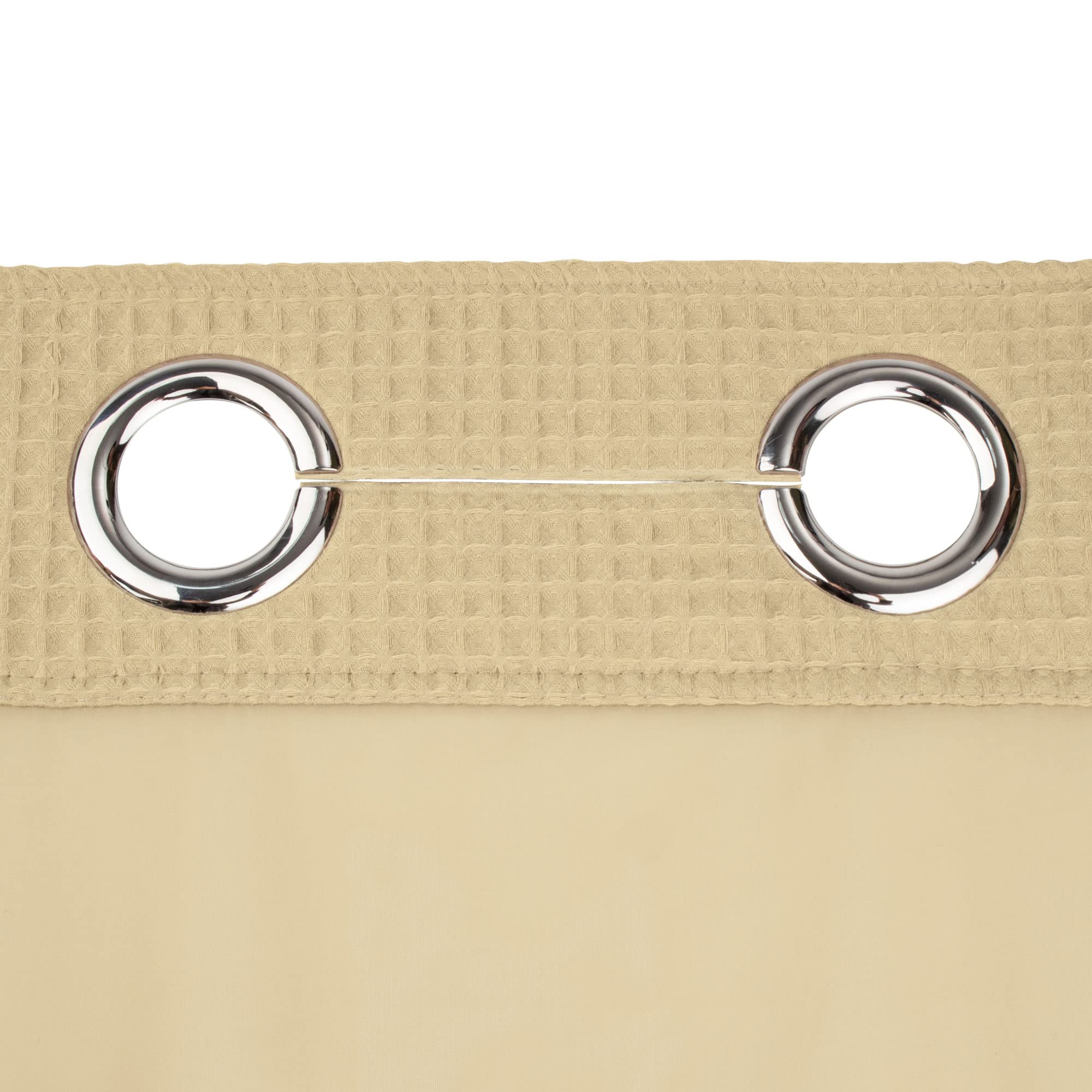 River Dream Linen Fabric Shower Curtain Set, Cotton Blend, Waffle Weave, With Snap In Replacement Liner,71 X 74 Inches