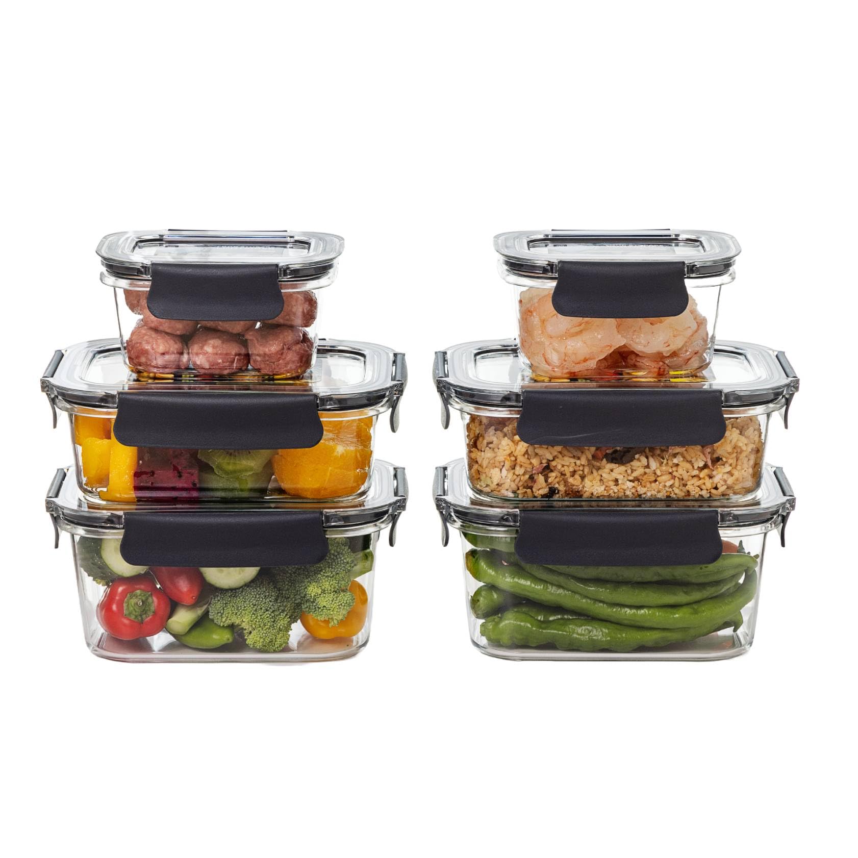 24/7 BAGS 6 Set Quad Lock Airtight Pantry Storage Containers, Leak Proof, BPA Free, (Herbs, Tea, Spices, Coffee, Sugar, and More