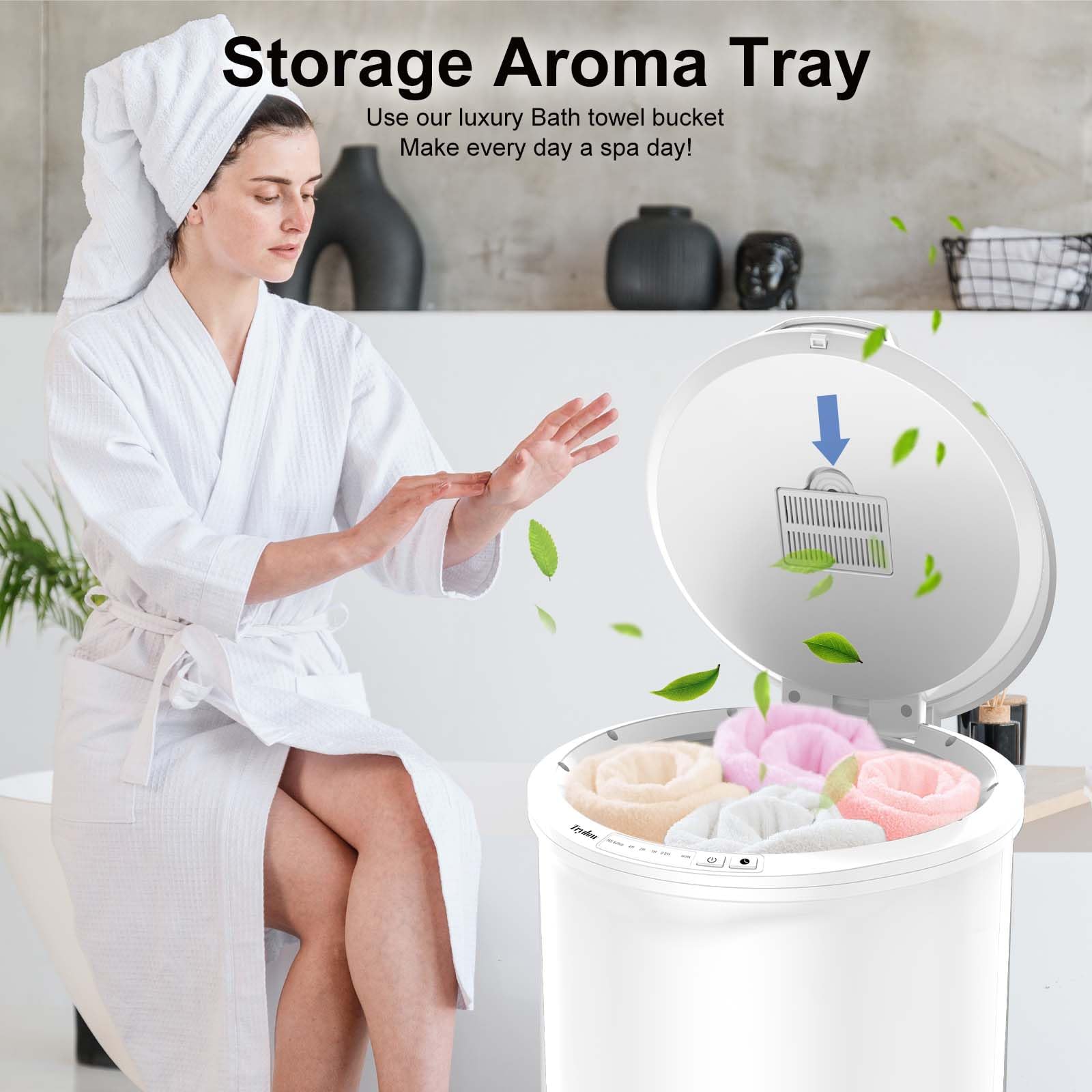 Trydow Ultra Large Capacity Towel Warmer Bucket, Rapid Heating With Timer, One-Button Control, Safety Lock, Perfect For Home And