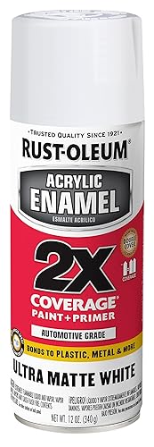 Rust-Oleum 372700 Acrylic Enamel 2X Spray Paint, 12 Oz, Ultra Matte White