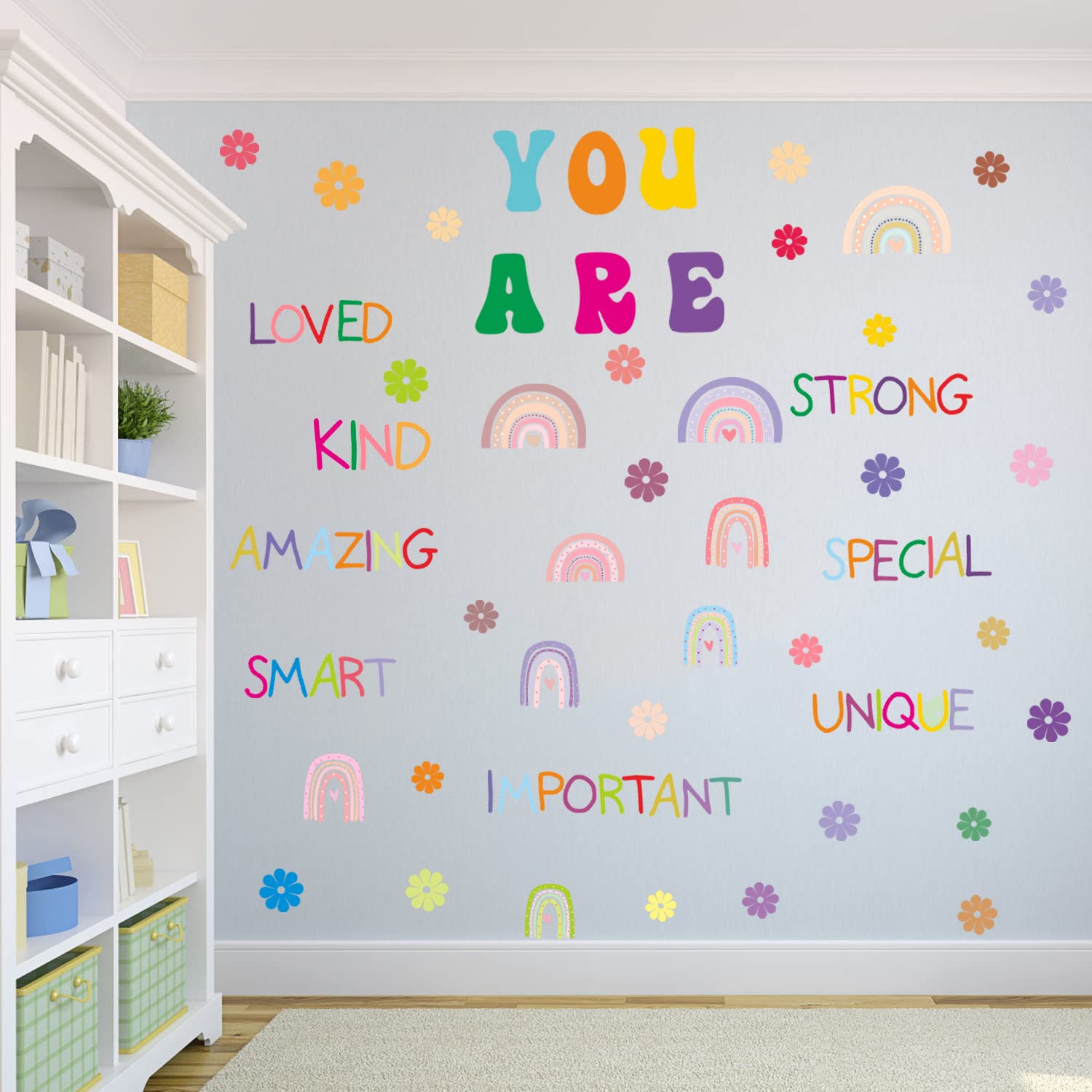 Colorful Inspirational Wall Decals You Are Quote Wall Stickers Small Flower Rainbows Wall Decals Motivational Phrases Wall Stick