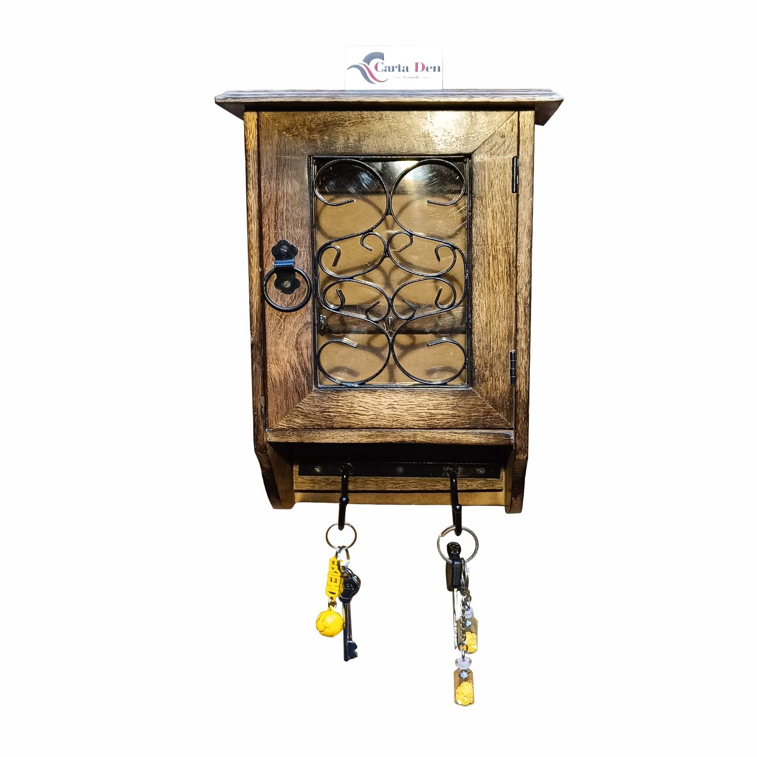 FLIPSSHOPPEE Wooden Key Box 8 Hooks Key Holder for Hanging Wall Key Holder Key Rack Wall Mounted Key Box Key Hook for Home.