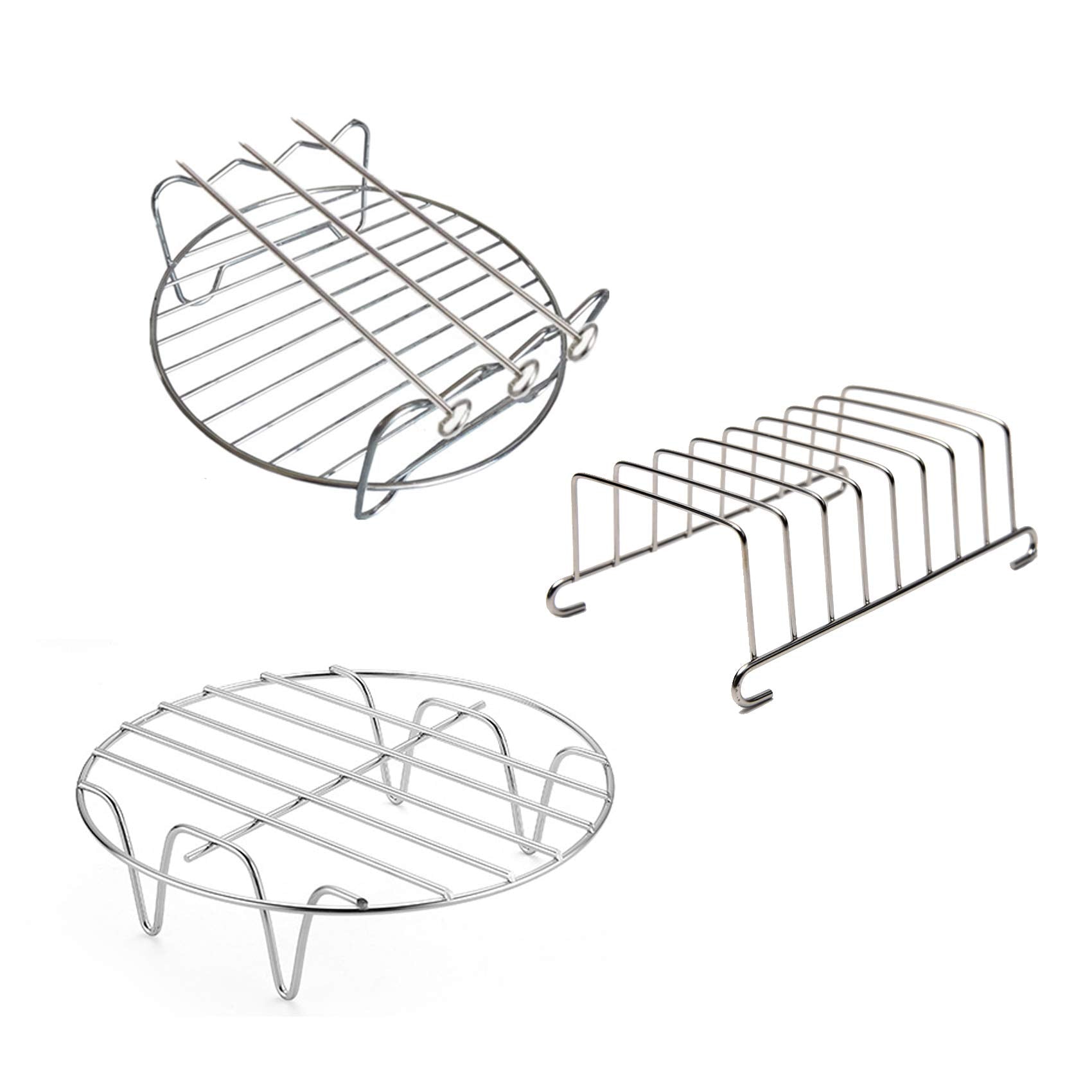 Air Fryer Rack Air Fryer Accessories 6'' Set Of 3 Multipurpose Double Layer Rack With Skewer Round Cooking Rack Toast Rack Fits