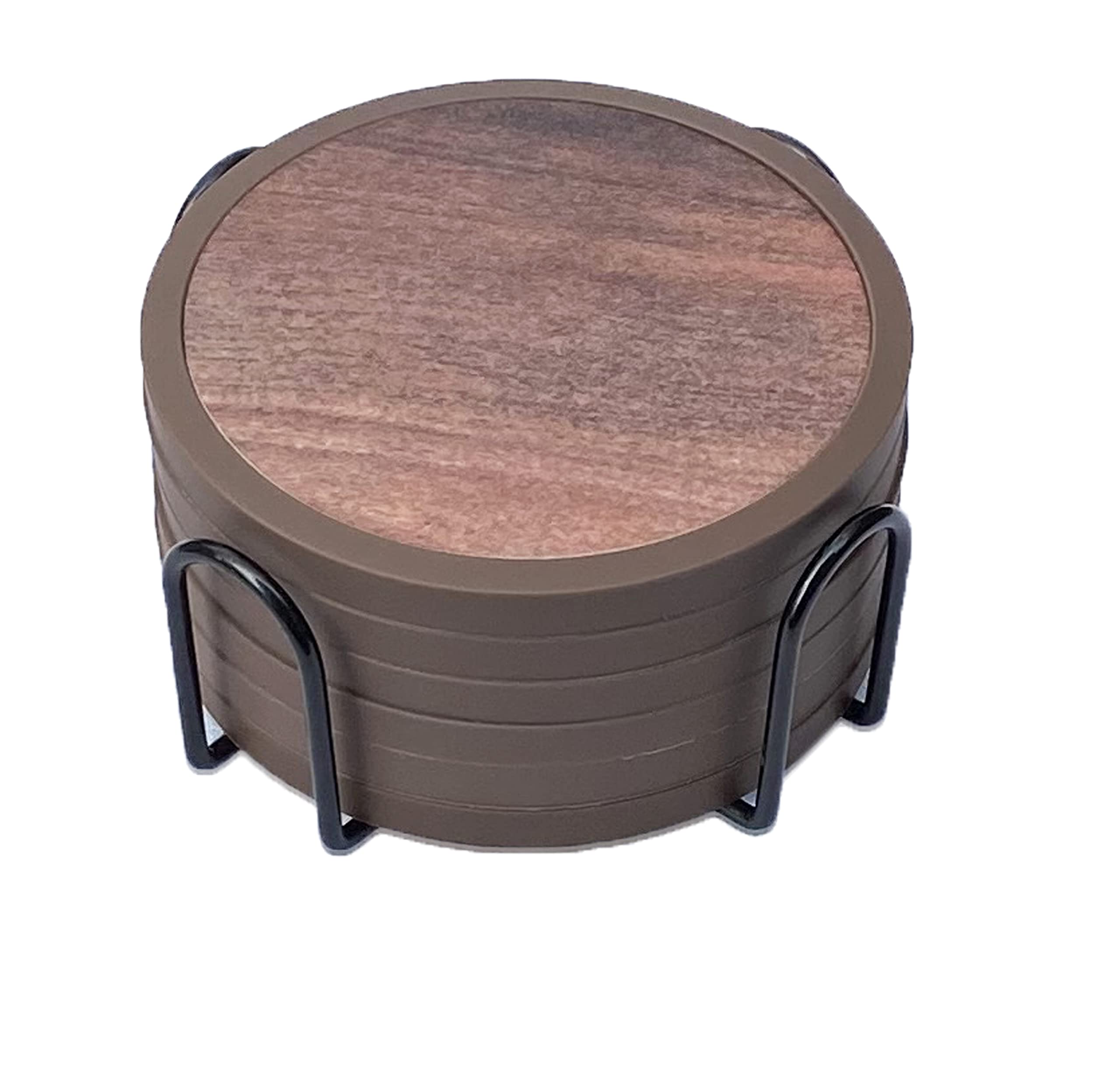 Absorbent Coasters For Drinks With Holder - 6Packs, Silicone Coasters With Soft Felt Insert (43 Inch Coasters With 45 Inch Holde