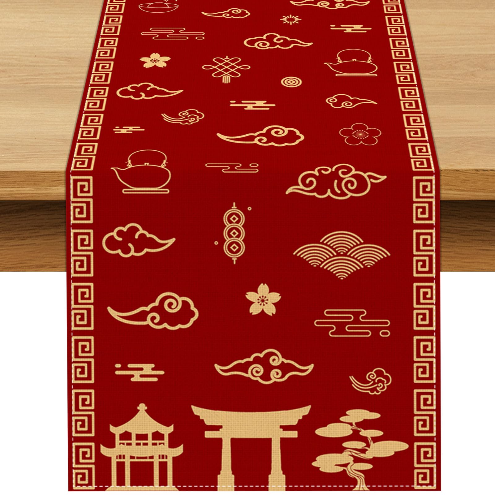 Buxiuer Hibachi Party Decorations Japanese Table Runner Chinese Asian Theme Party Decor Dining Room Home Kitchen Table Decor
