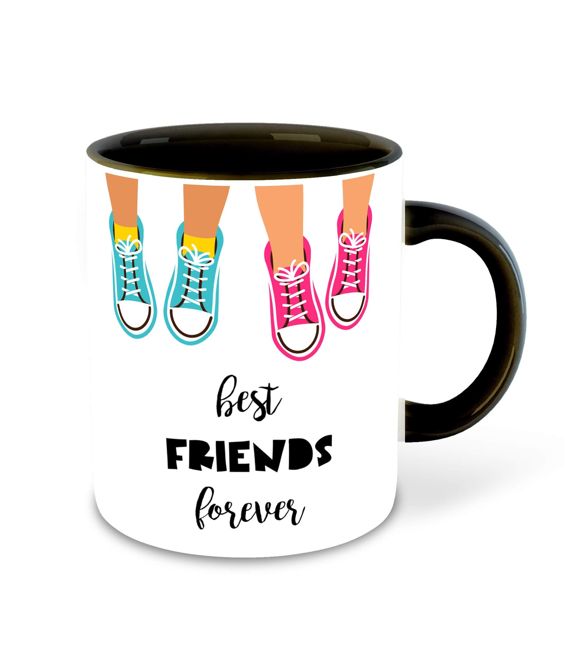 Decorvecor  Friend Inspired Designer Printed Black Ceramic Coffee |Tea | Milk Mug (| Friendship Day | Best Friend | Friendship 