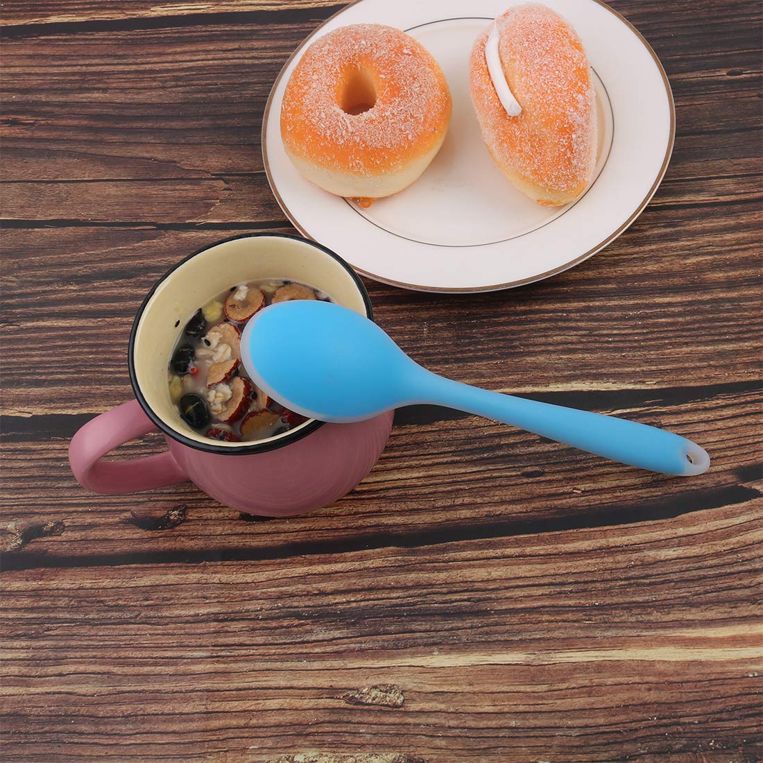 Uxcell Silicone Dinner Spoon Table Spoon Dessert Spoon Utensils For Kitchen Restaurant Blue