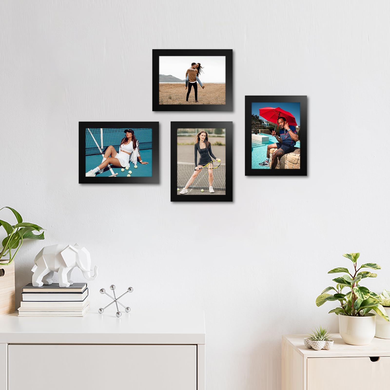 wyooxoo 5x7 Picture Frames Set of 4 Made Of Solid Wood Black Photo Frames Colorful Frame with HD Plexiglass, Wall or Tabletop Di