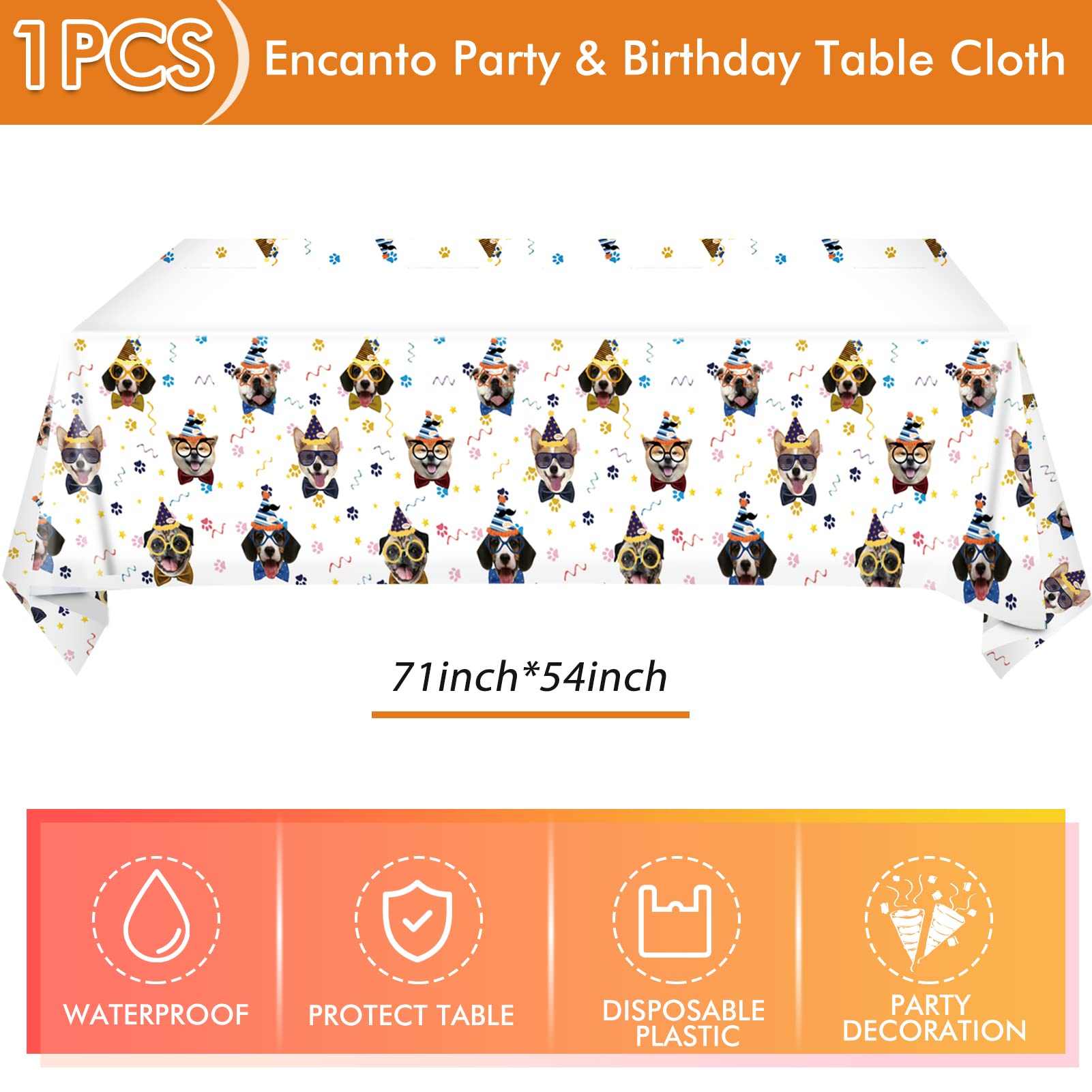 Juhap 41 Pieces Dog Birthday Party Supplies  Puppy Party Tableware for Kids Party Decorations Includes 20 Plates 20Napkins and 1 Tablecloth for Puppy Theme Party Supplies
