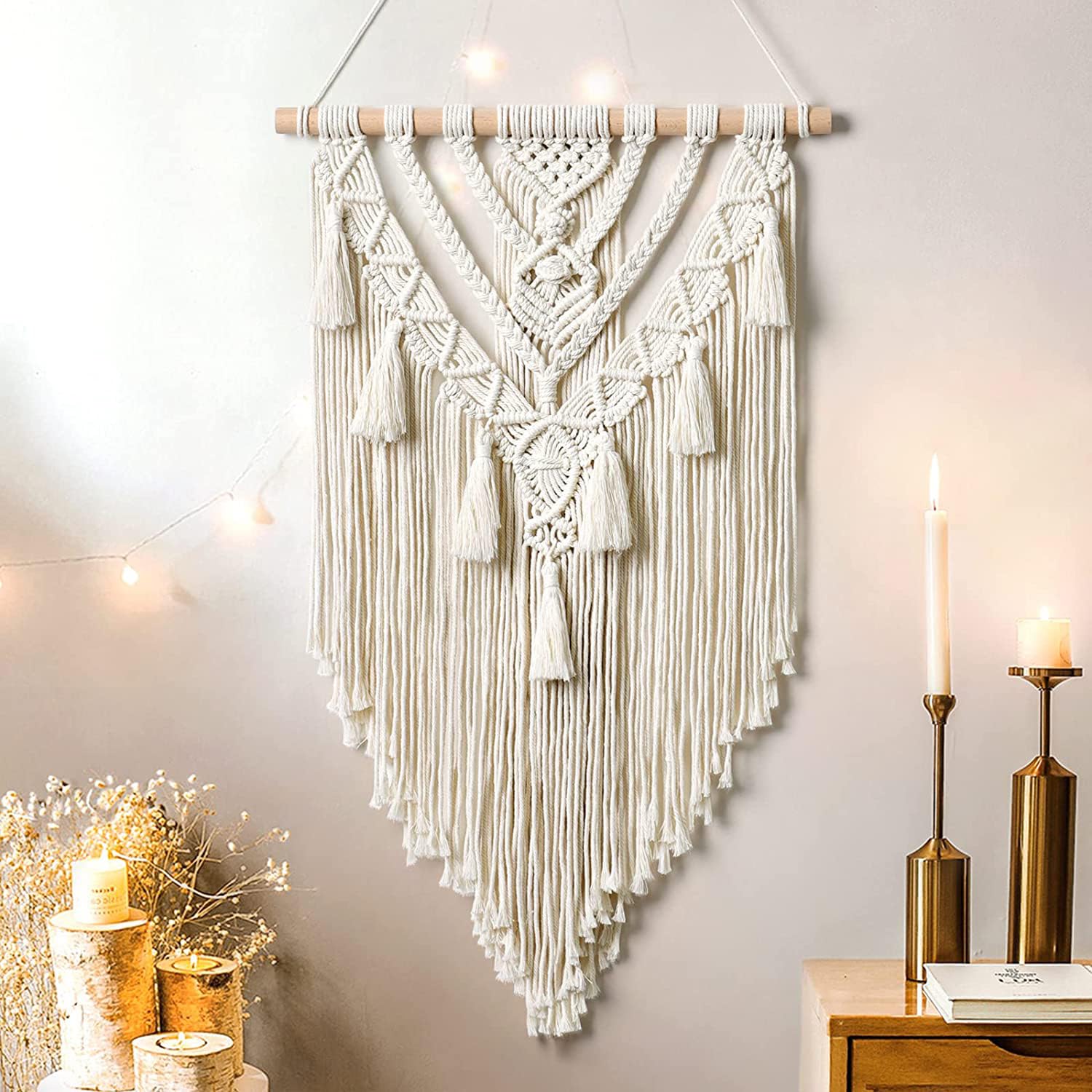 Kaahira Polycotton Macrame Boho Home Wall Hanging Decor Tapestries | Handmade Bohemian Decor Art For Bedroom, Living Room, Offic