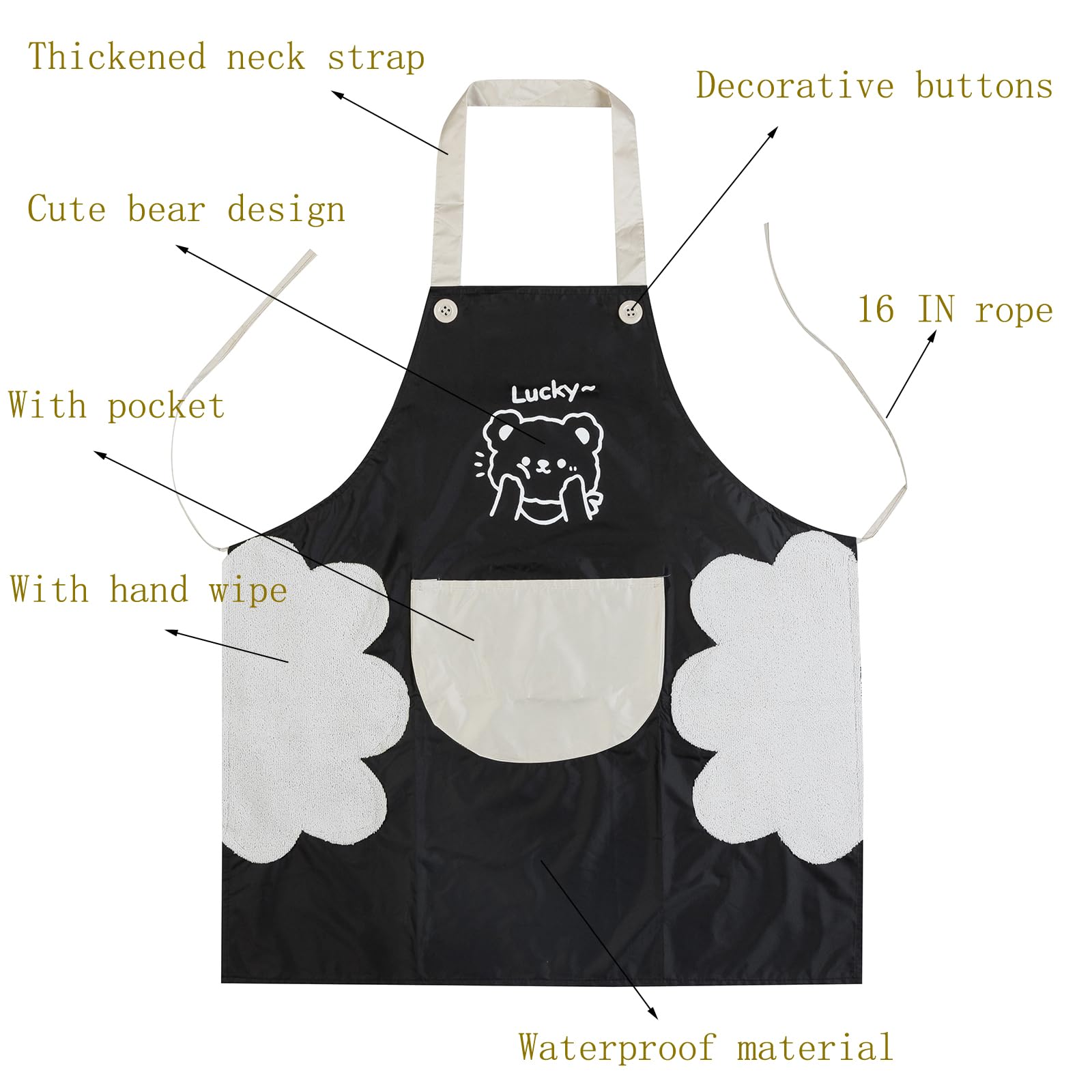 Agirlvct 2 Pack Kitchen Apron With Hand Wipe,Water-Drop Resistant With Pockets Cooking Dish Washing Bib Aprons Birthday Day Gift