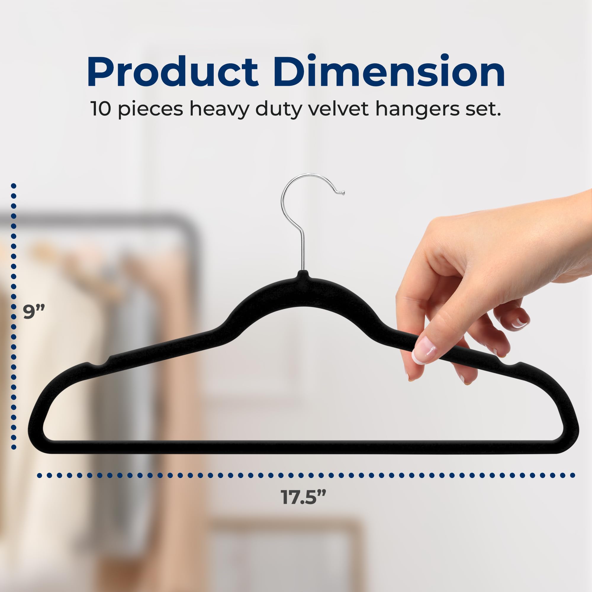 Serenelife Velvet Hangers 10 Pcs, Non Slip Heavy Duty Hanger Set, Durable With 360 Swivel Hook, Smooth Velvet Finish To Protect