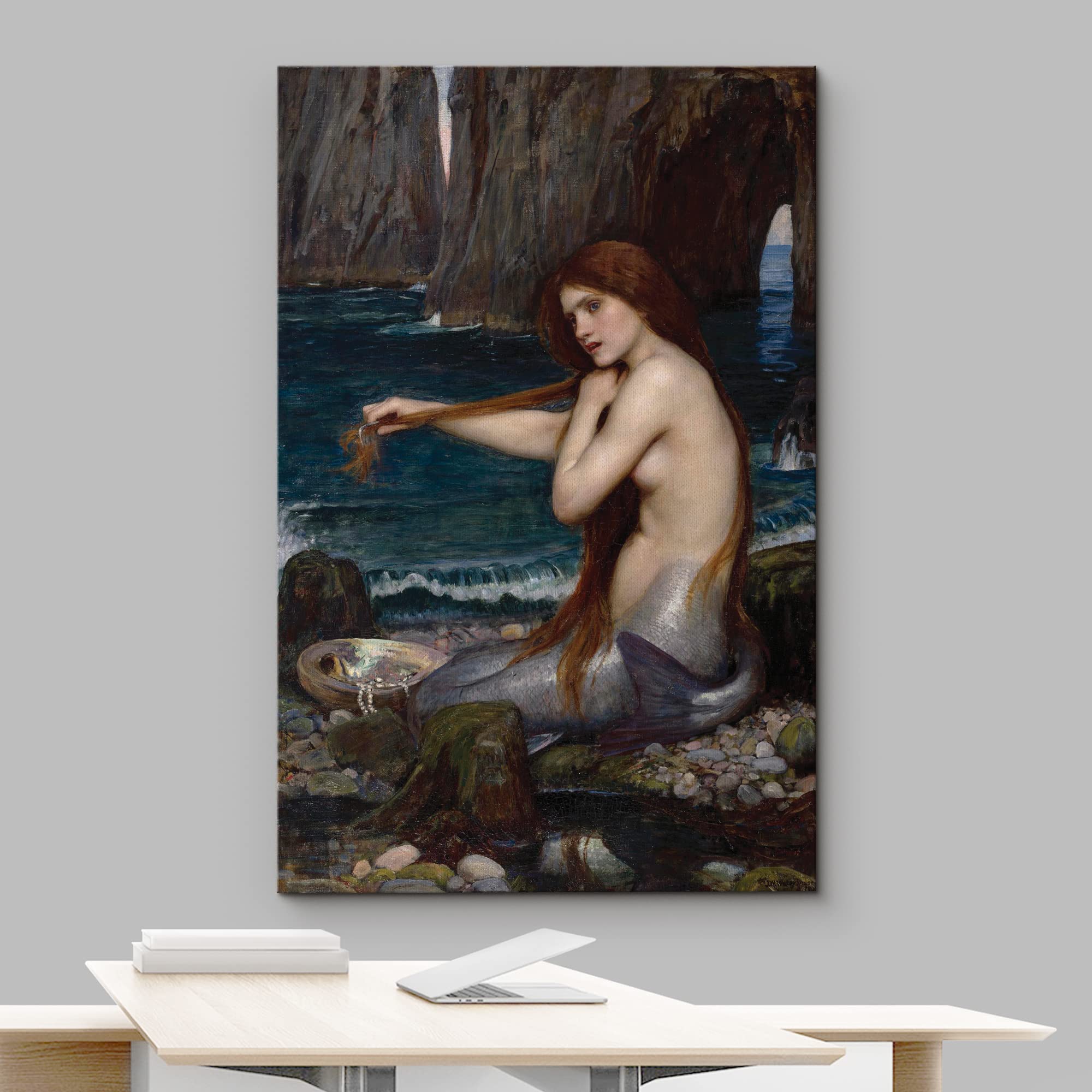 Wall26 Canvas Print Wall Art A Mermaid By John Williams Waterhouse Fantasy & Sci-Fi Ocean Illustrations Modern Art Traditional S