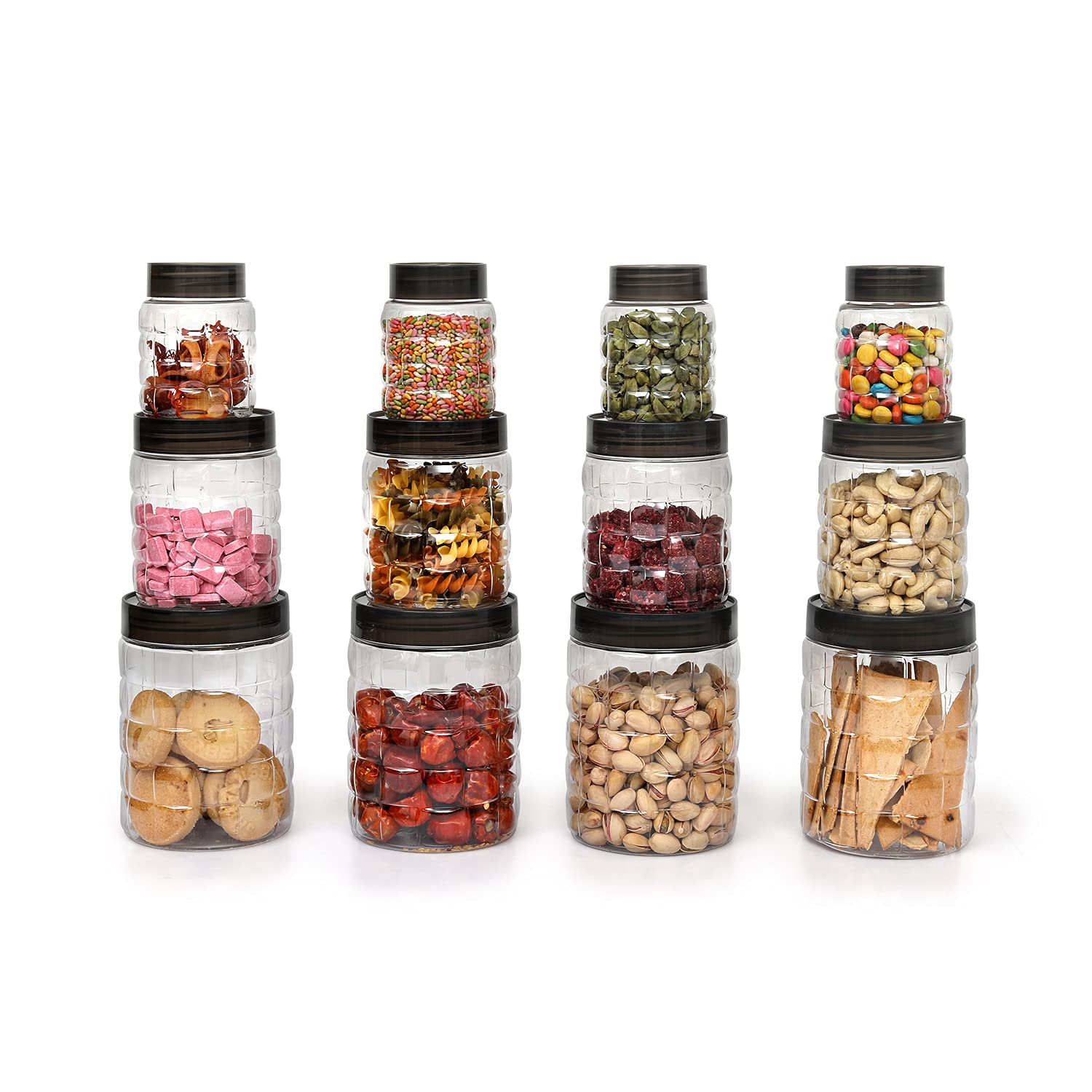 CELLO Checkers Pet Plastic Airtight Canister Set | Food grade and BPA free canisters | Durable & Shatterproof Body |Air tight se
