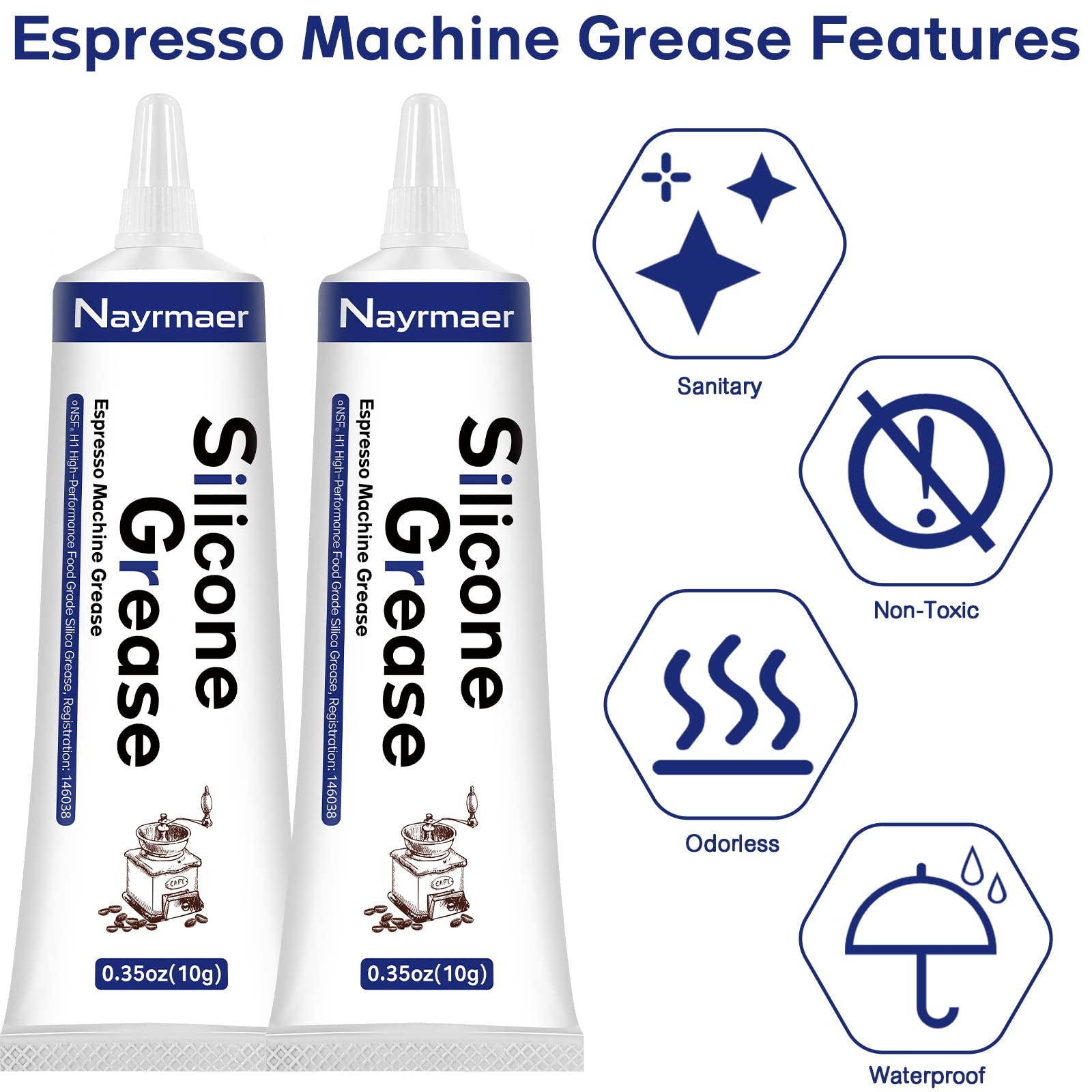 Espresso Machine Grease, 2 X 10G Silicone Grease Maintenance Kit For Care And Maintenance Of All Coffee Machines, Food Grade Gre