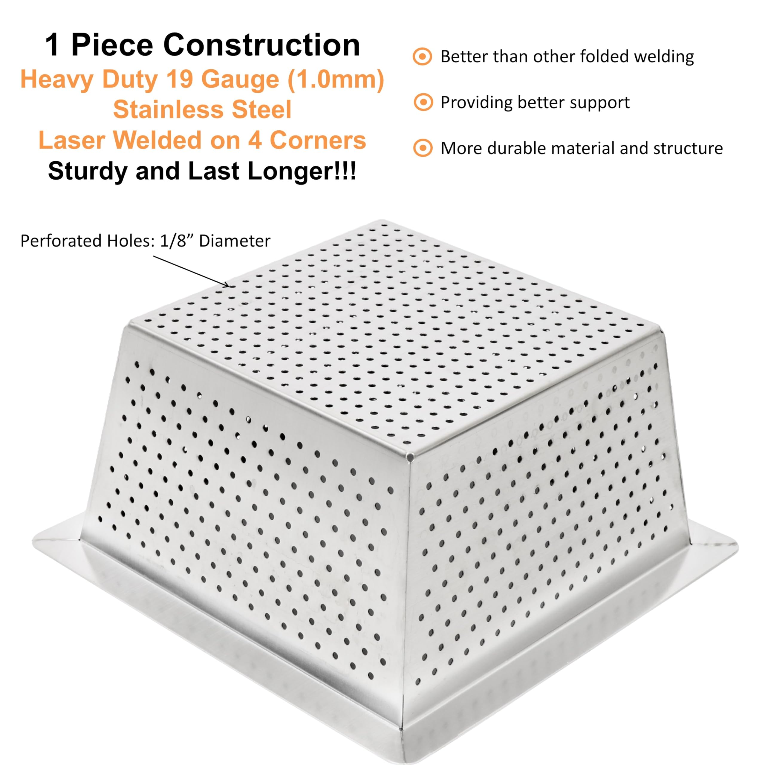 Leyso Stainless Steel Floor Sink Top Hang Basket Strainer Sink Drain Cover 10    X 10    X 4-3/4    For Kitchen, Restaurant, Bar
