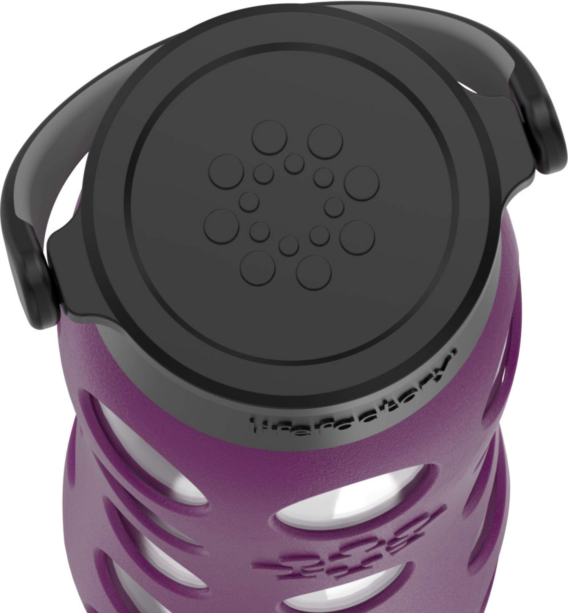 Lifefactory 22-Ounce BPA-Free Glass Water Bottle with Classic Cap and Protective Silicone Sleeve  Plum