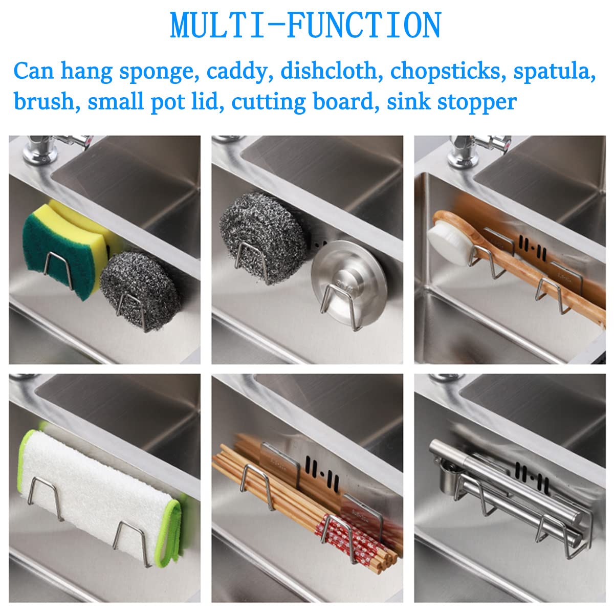 Leftstarer 4 Pack Sink Sponge Holder For Kitchen Sink Caddy Premium Sus304 Stainless Steel Rustproof Waterproof Quick Drying Sma