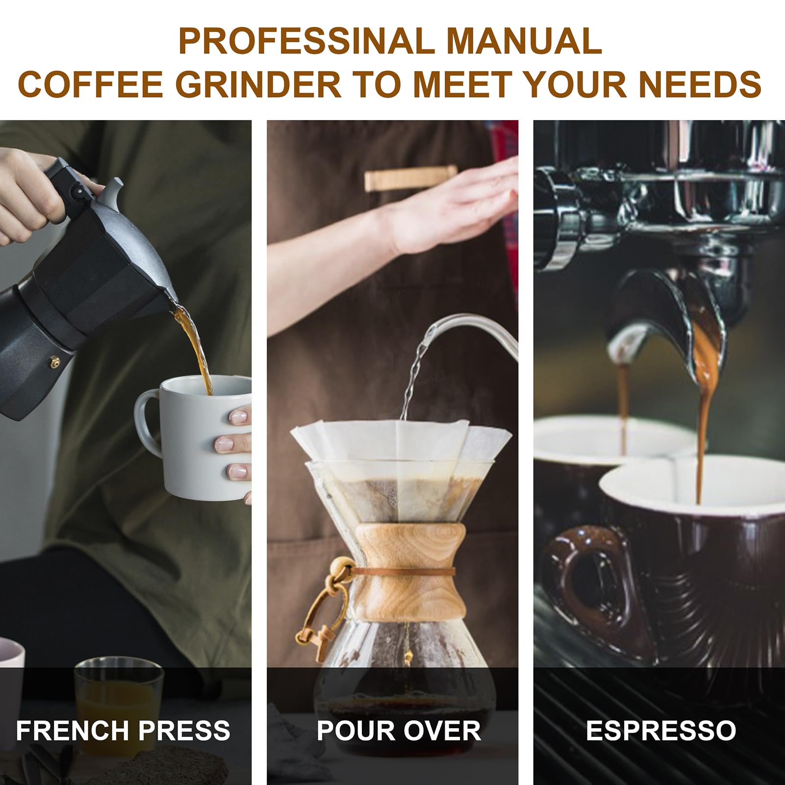 Newlukpro M6 Manual Coffee Grinder,Coffee Burr Grinder With 24 Grinding Settings,Espresso Grinder With Sharp Hexagonal Mill Core